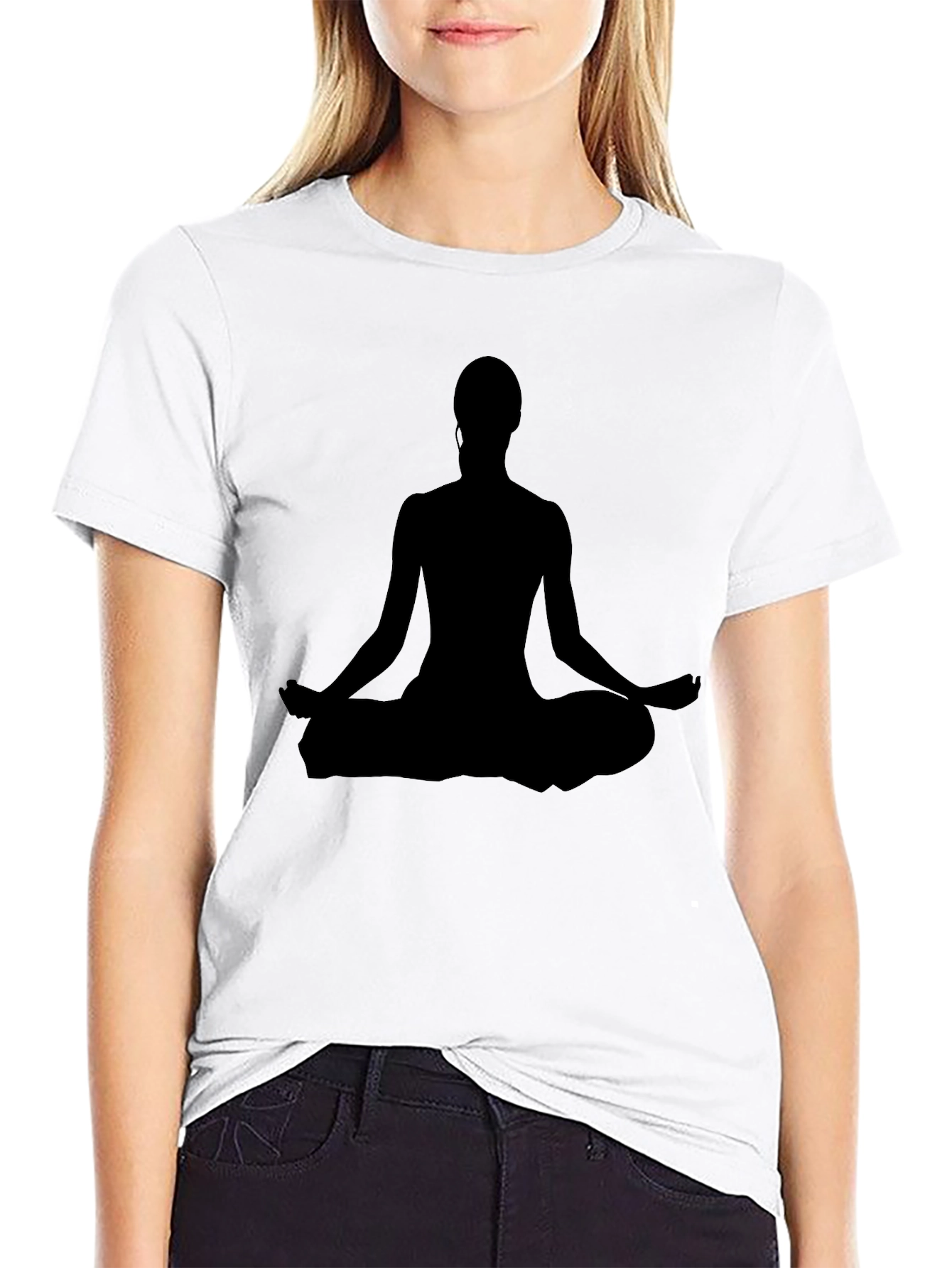 Meditating Silhouette Tee - Black Yoga Shirt