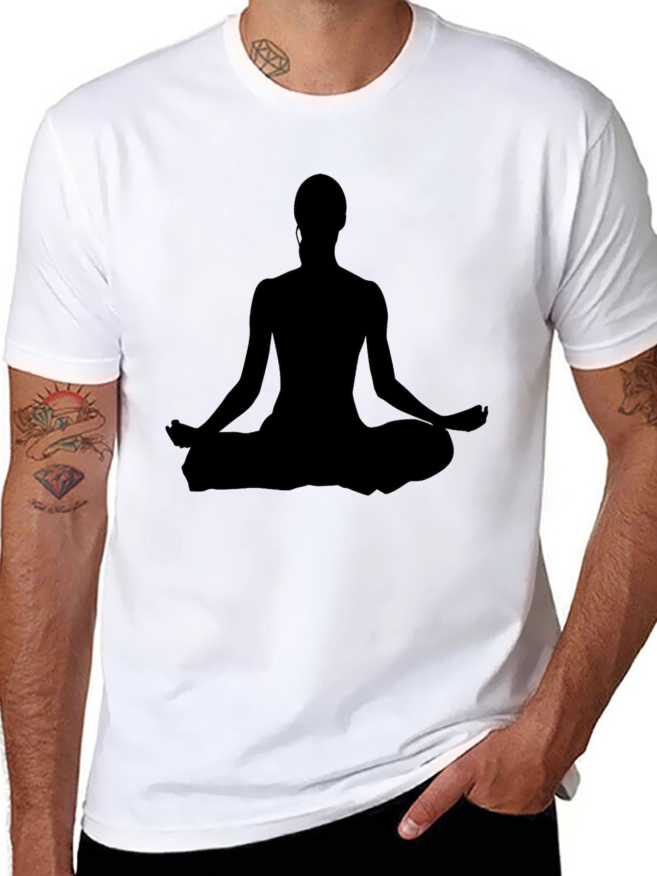 Meditating Silhouette Tee - Black Yoga Shirt