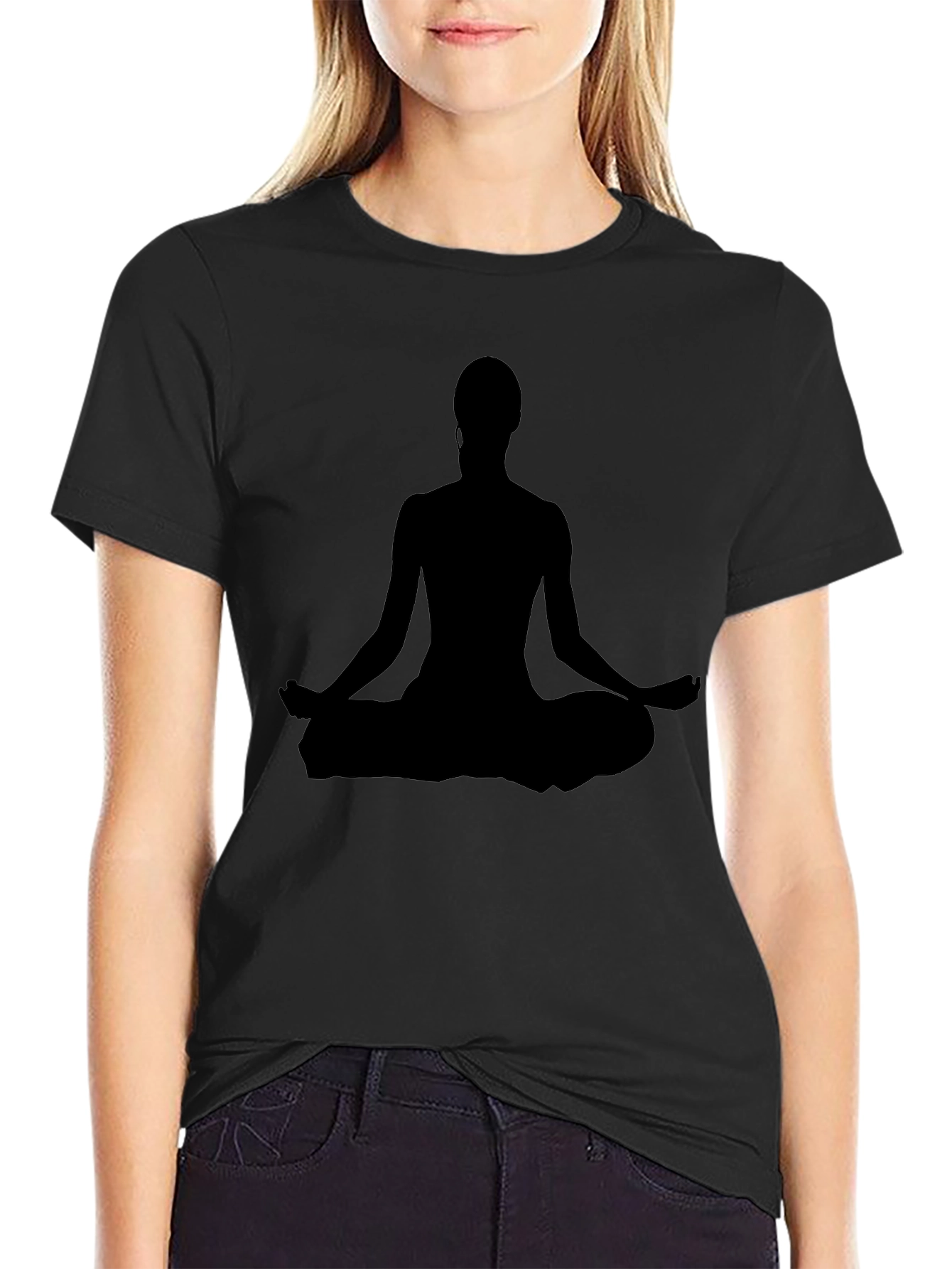 Meditating Silhouette Tee - Black Yoga Shirt
