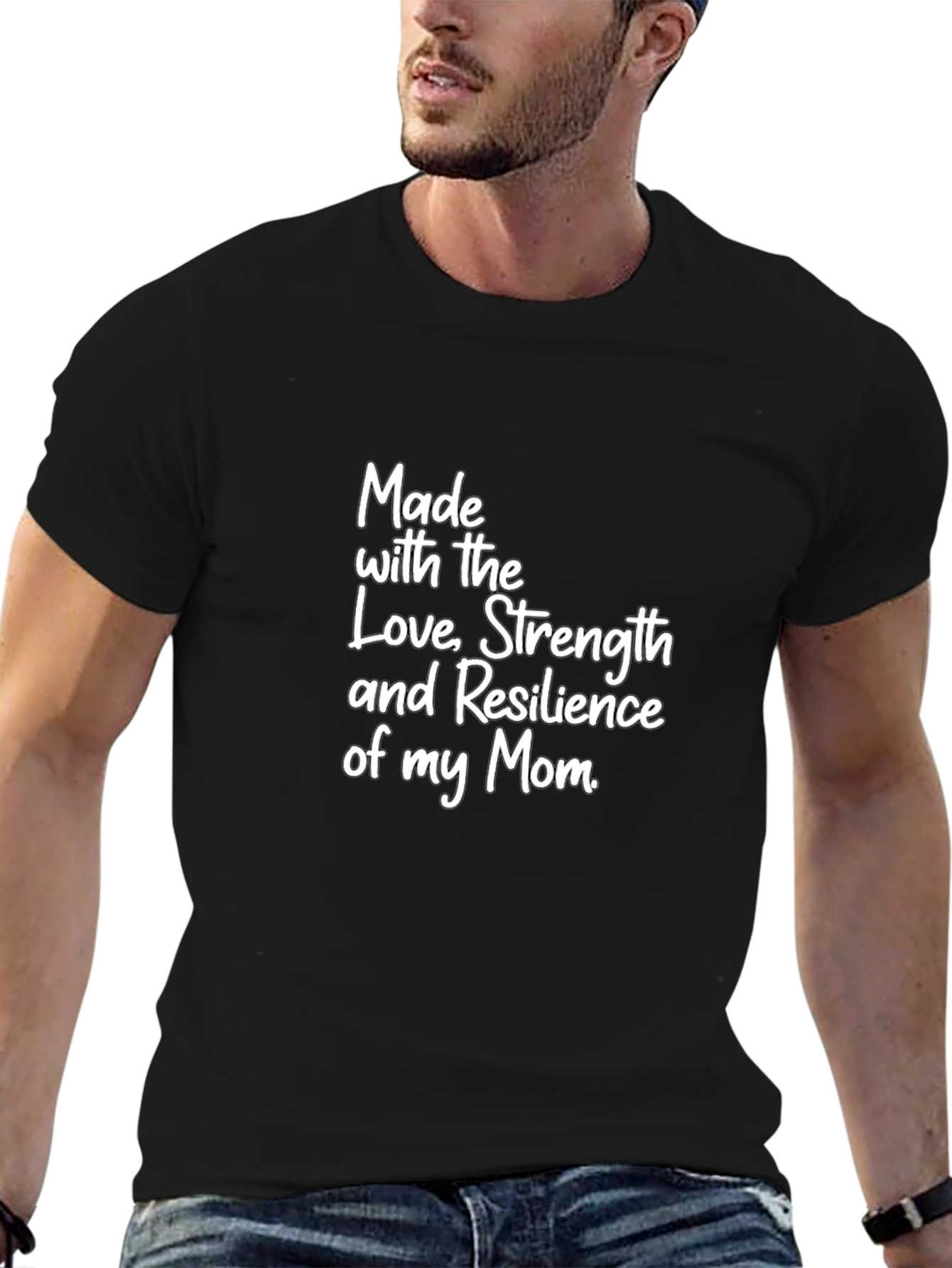 Made with Mom Love Black T-Shirt
