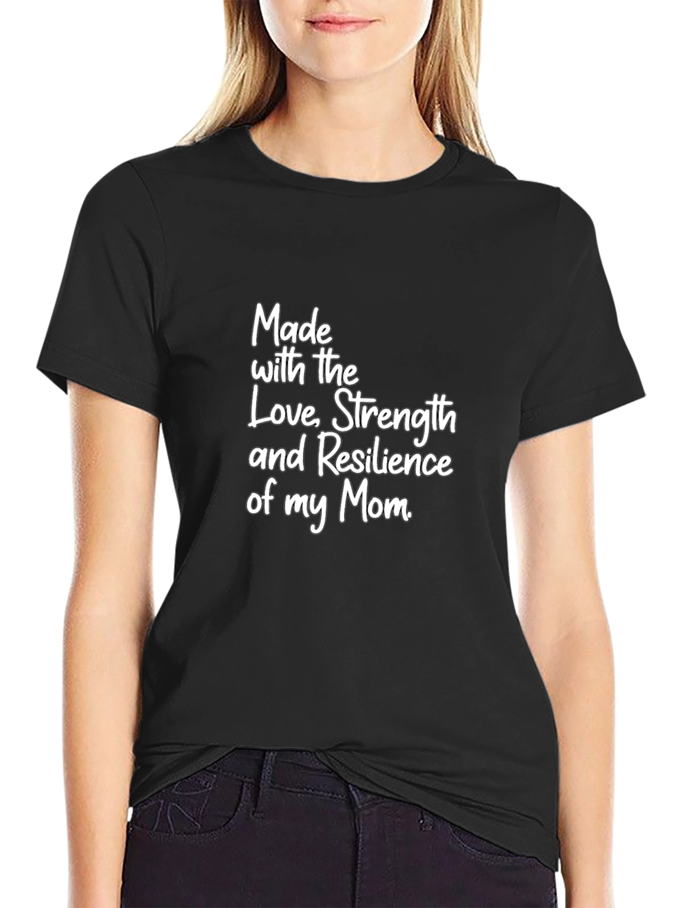 Made with Mom Love Black T-Shirt