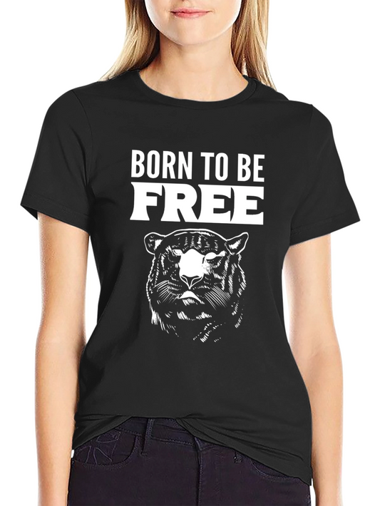 Born to Be Free Tiger Graphic Tee - Black