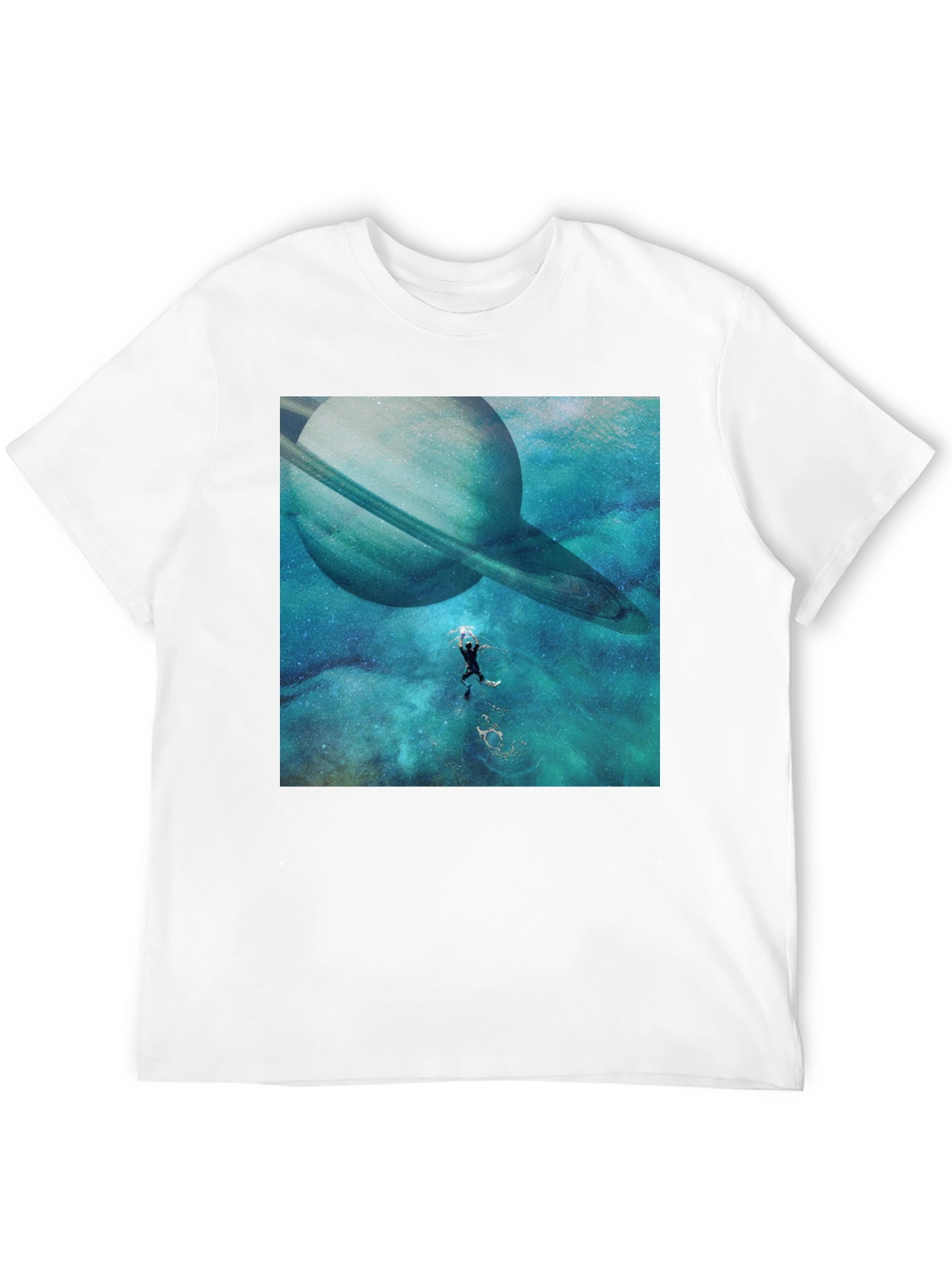 Saturn Space Diver Black Tee - Unique Graphic