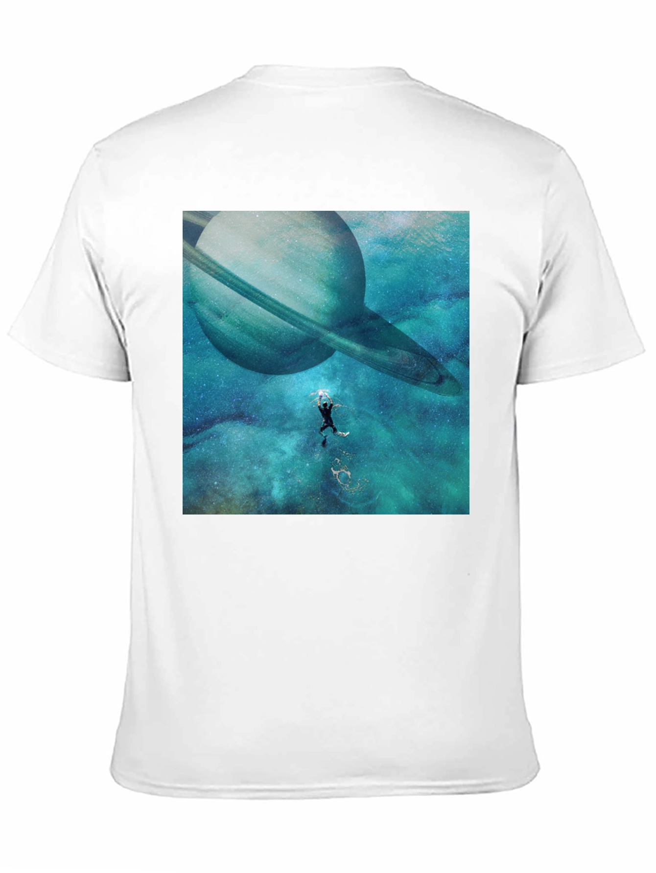 Saturn Space Diver Black Tee - Unique Graphic