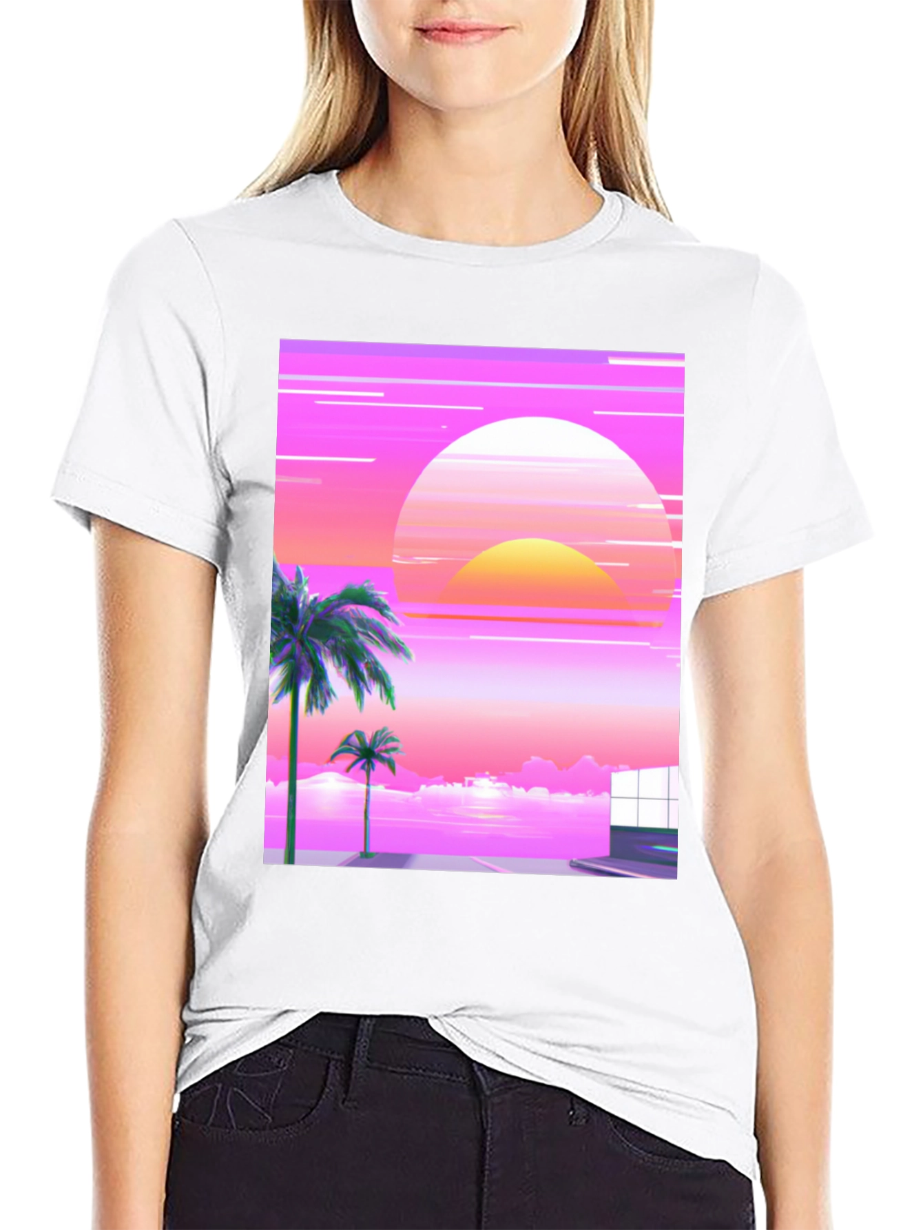 Vaporwave Sunset T-Shirt: Retro Synthwave Style