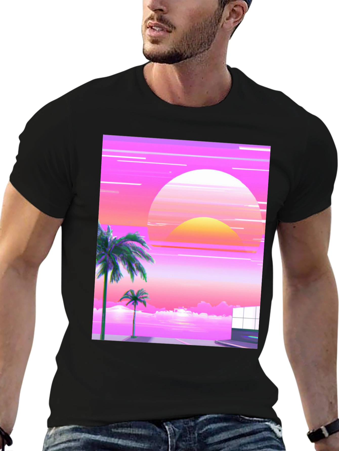 Vaporwave Sunset T-Shirt: Retro Synthwave Style