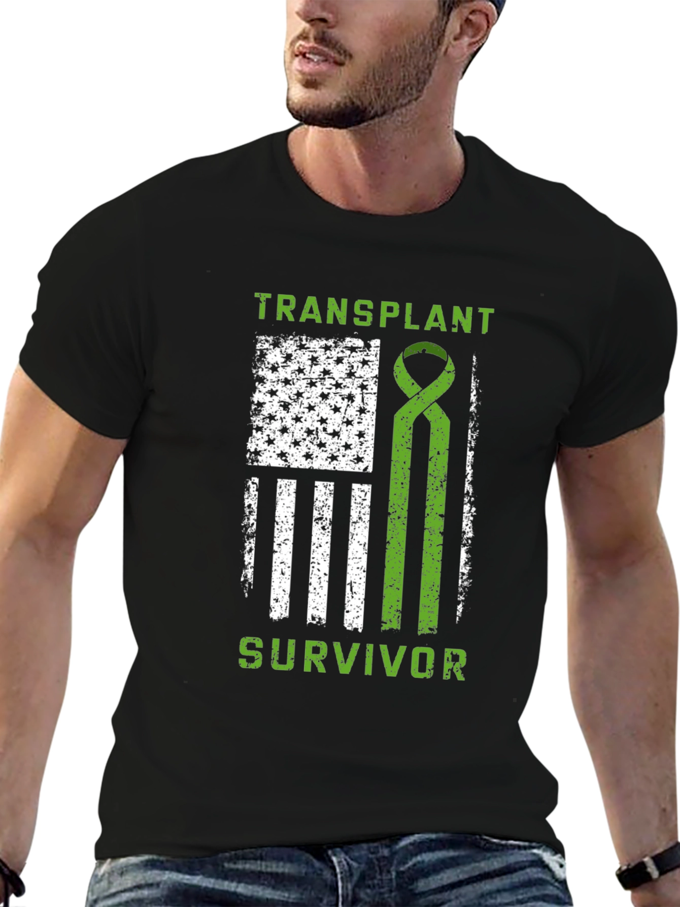 Transplant Survivor Ribbon Flag T-Shirt