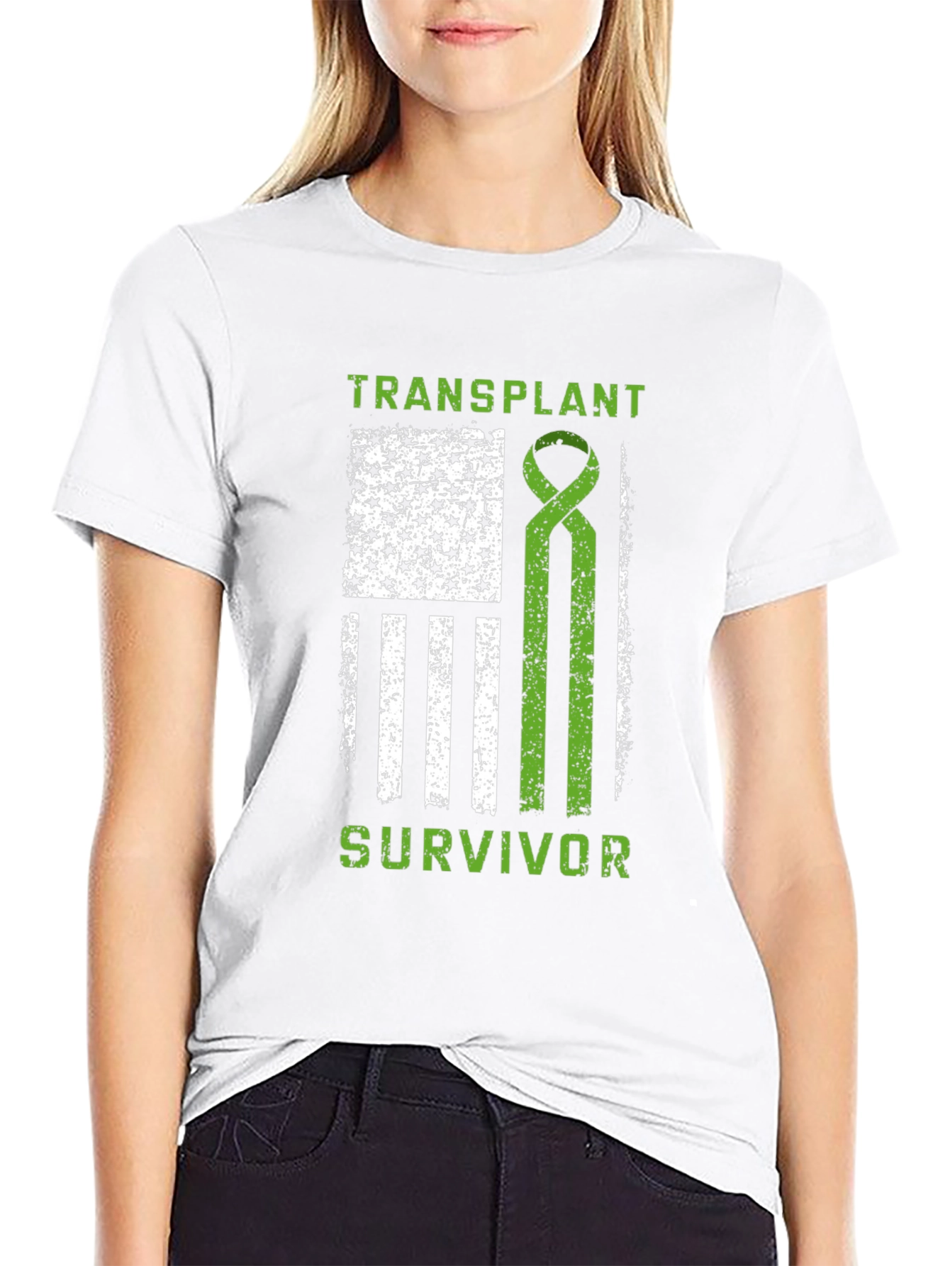 Transplant Survivor Ribbon Flag T-Shirt
