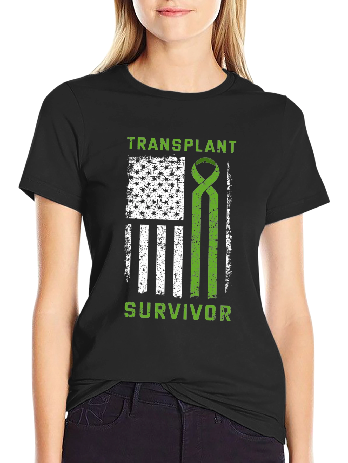 Transplant Survivor Ribbon Flag T-Shirt