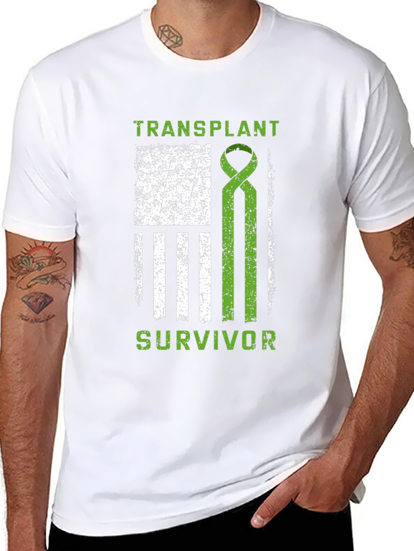 Transplant Survivor Ribbon Flag T-Shirt