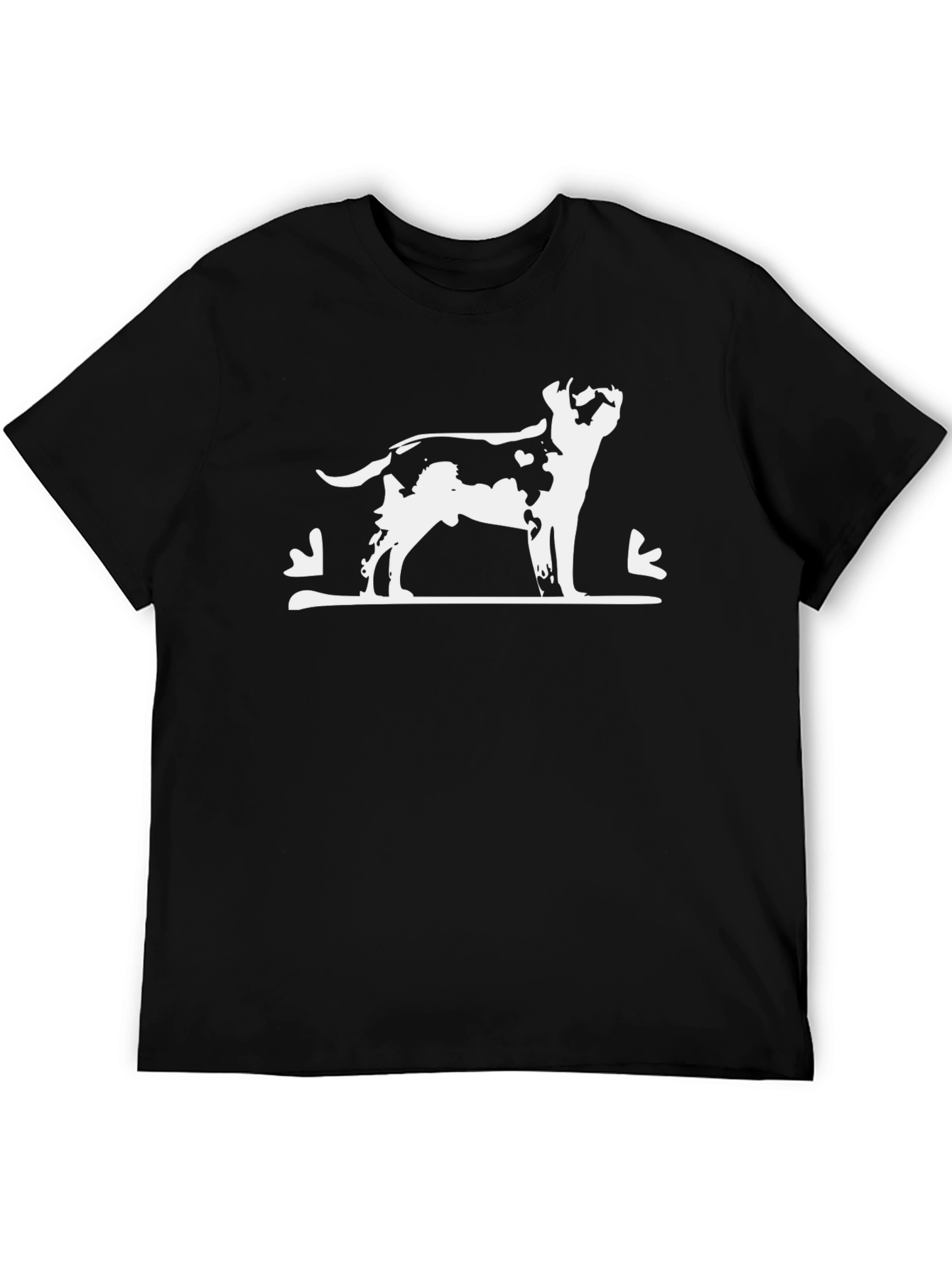 Dog Silhouette Graphic Tee - Black Cotton Casual Wear