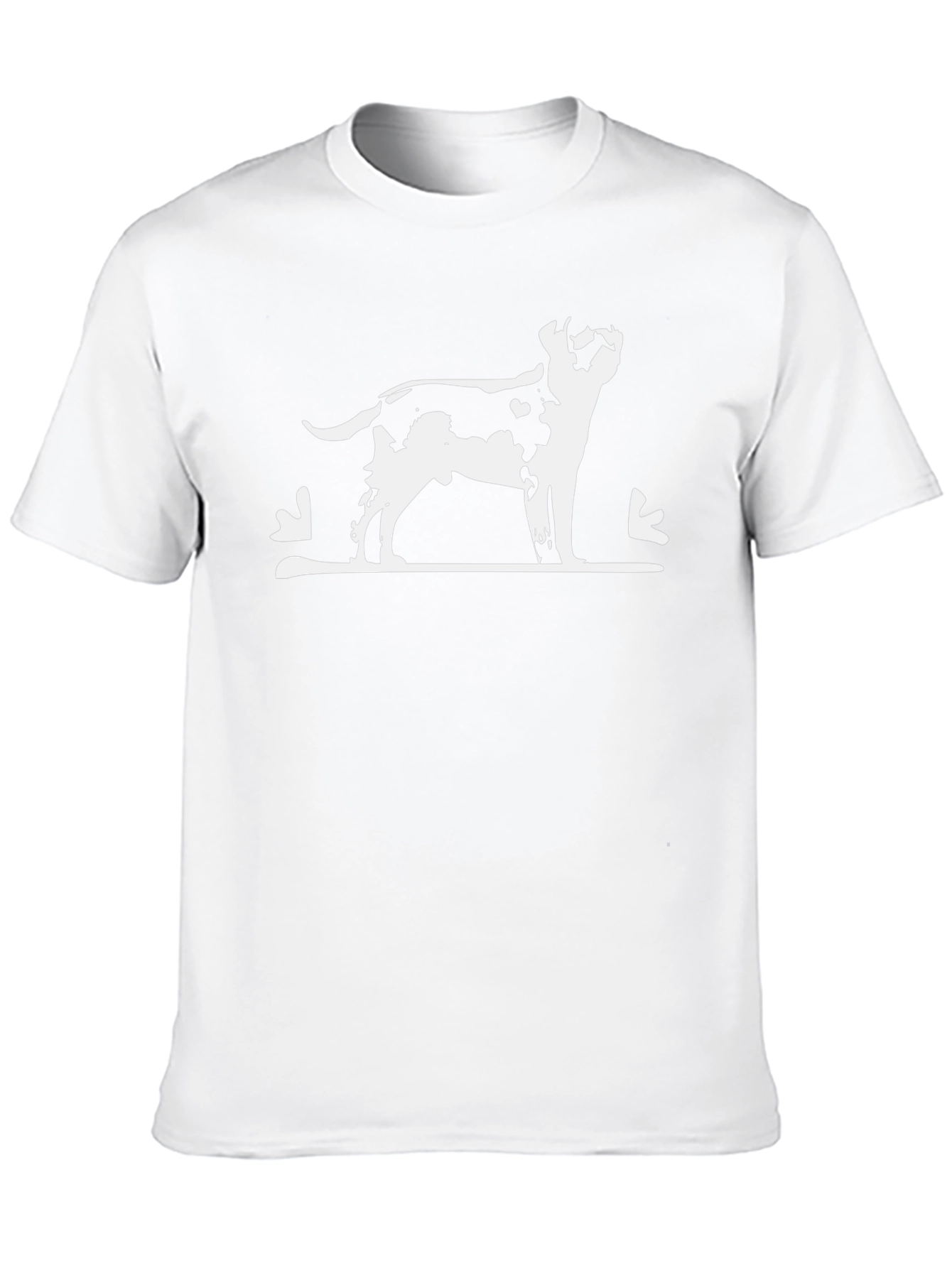 Dog Silhouette Graphic Tee - Black Cotton Casual Wear
