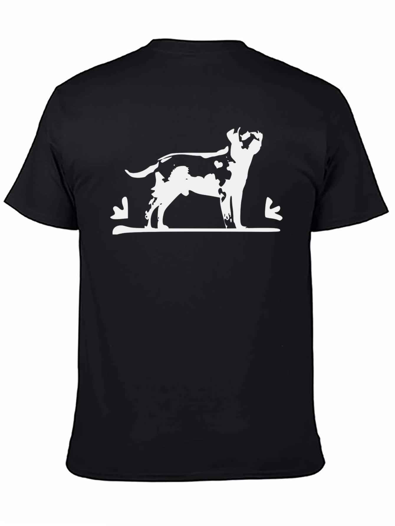 Dog Silhouette Graphic Tee - Black Cotton Casual Wear