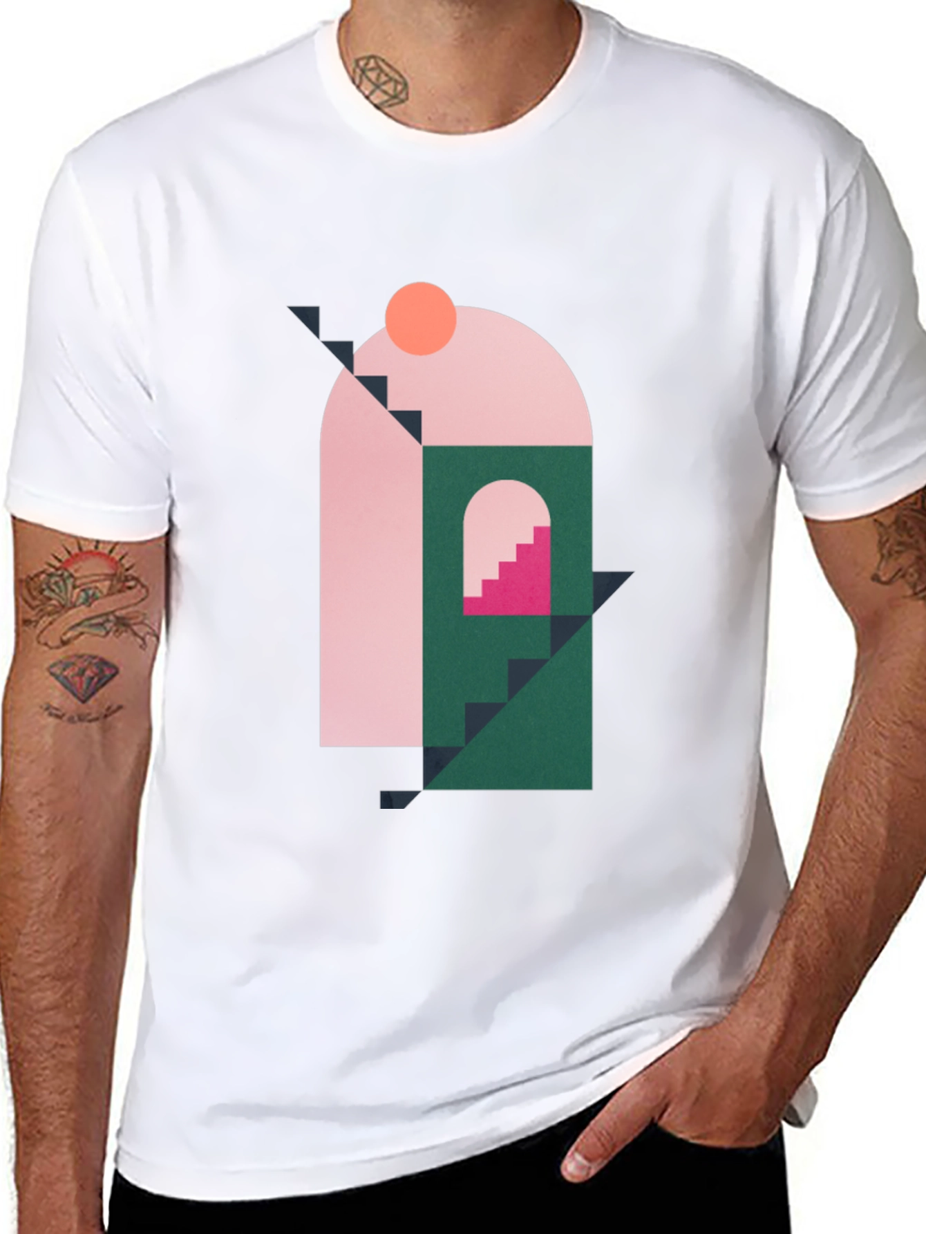 Geometric Shape Graphic Black T-Shirt