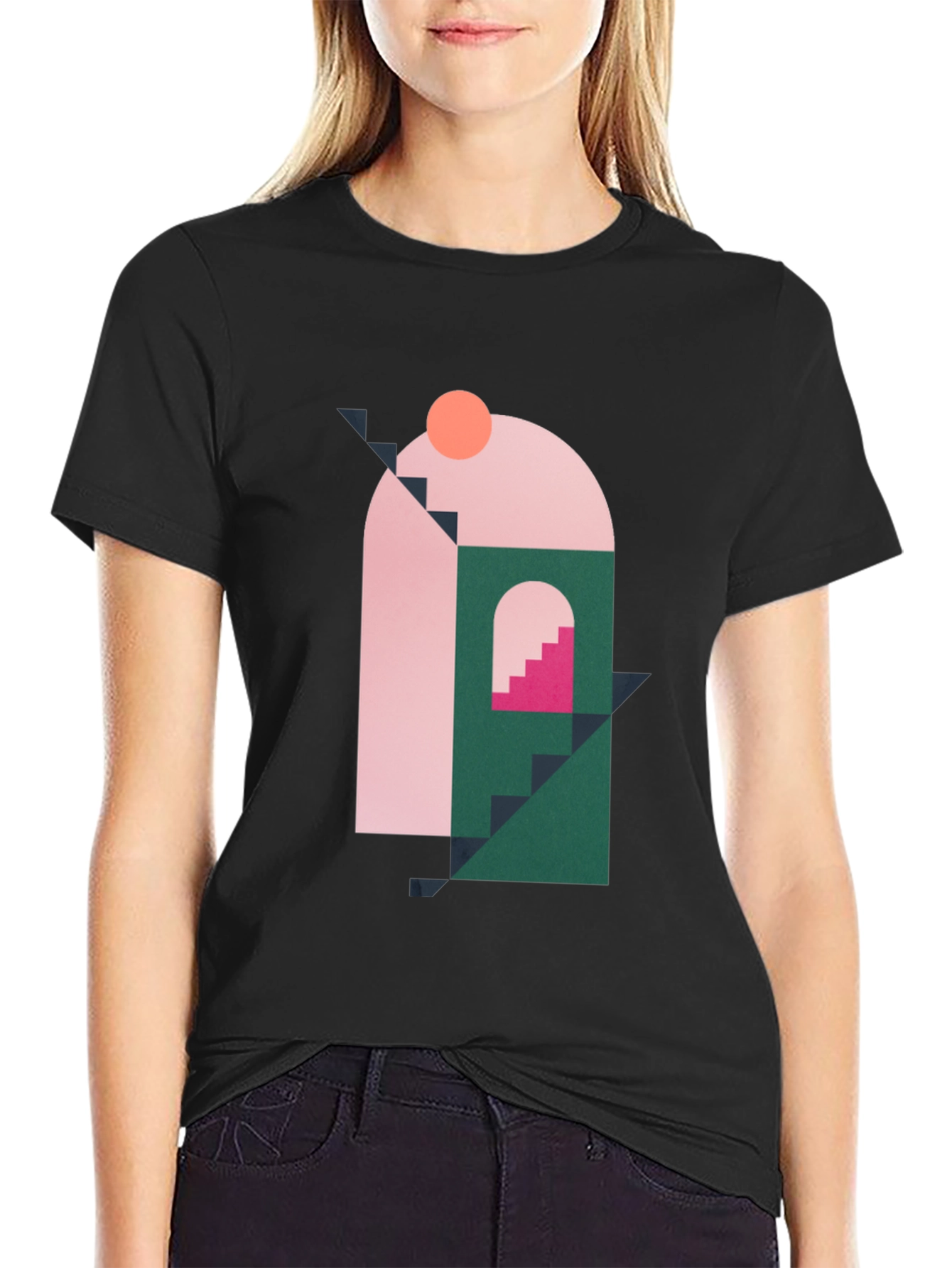 Geometric Shape Graphic Black T-Shirt
