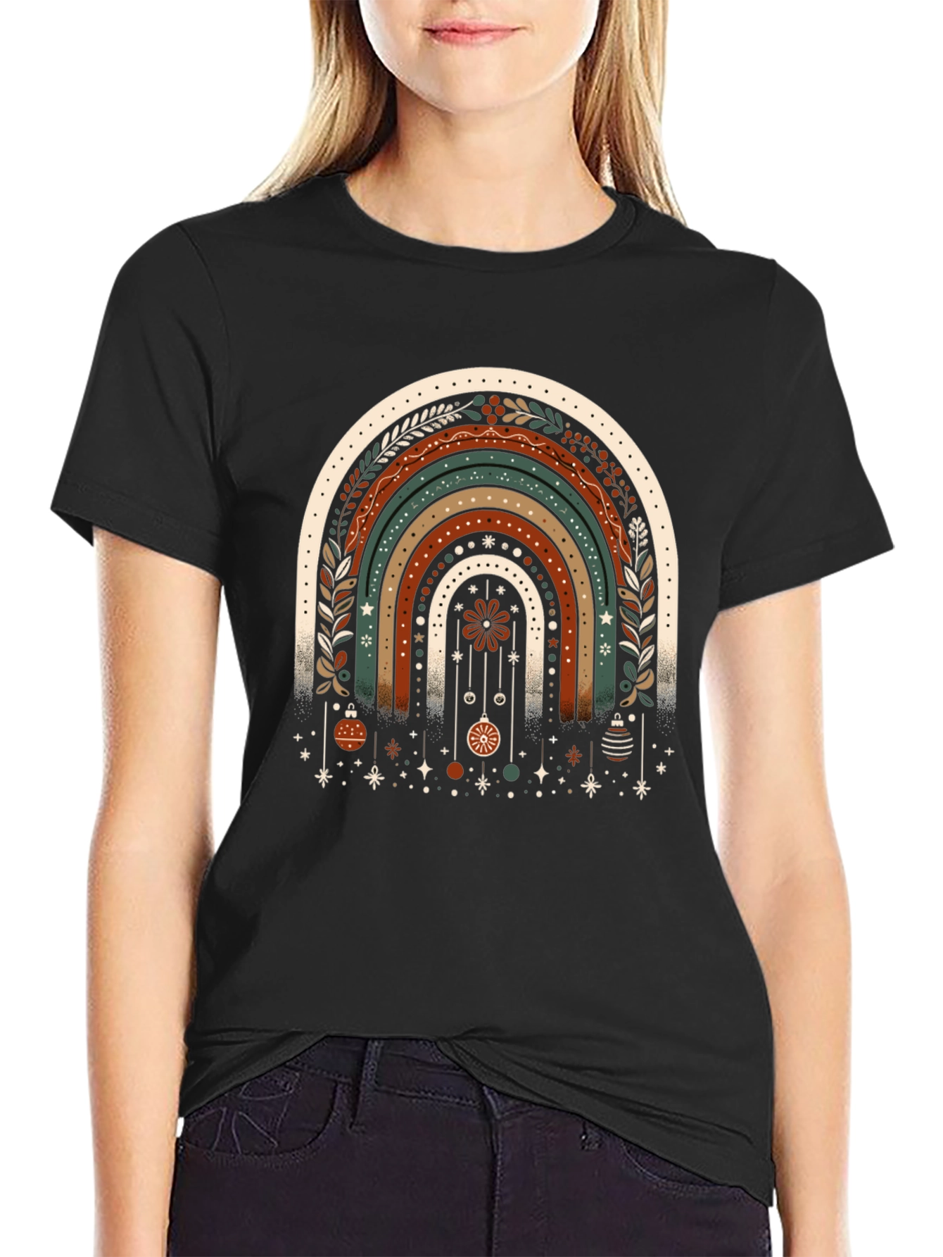 Boho Rainbow Christmas T-Shirt