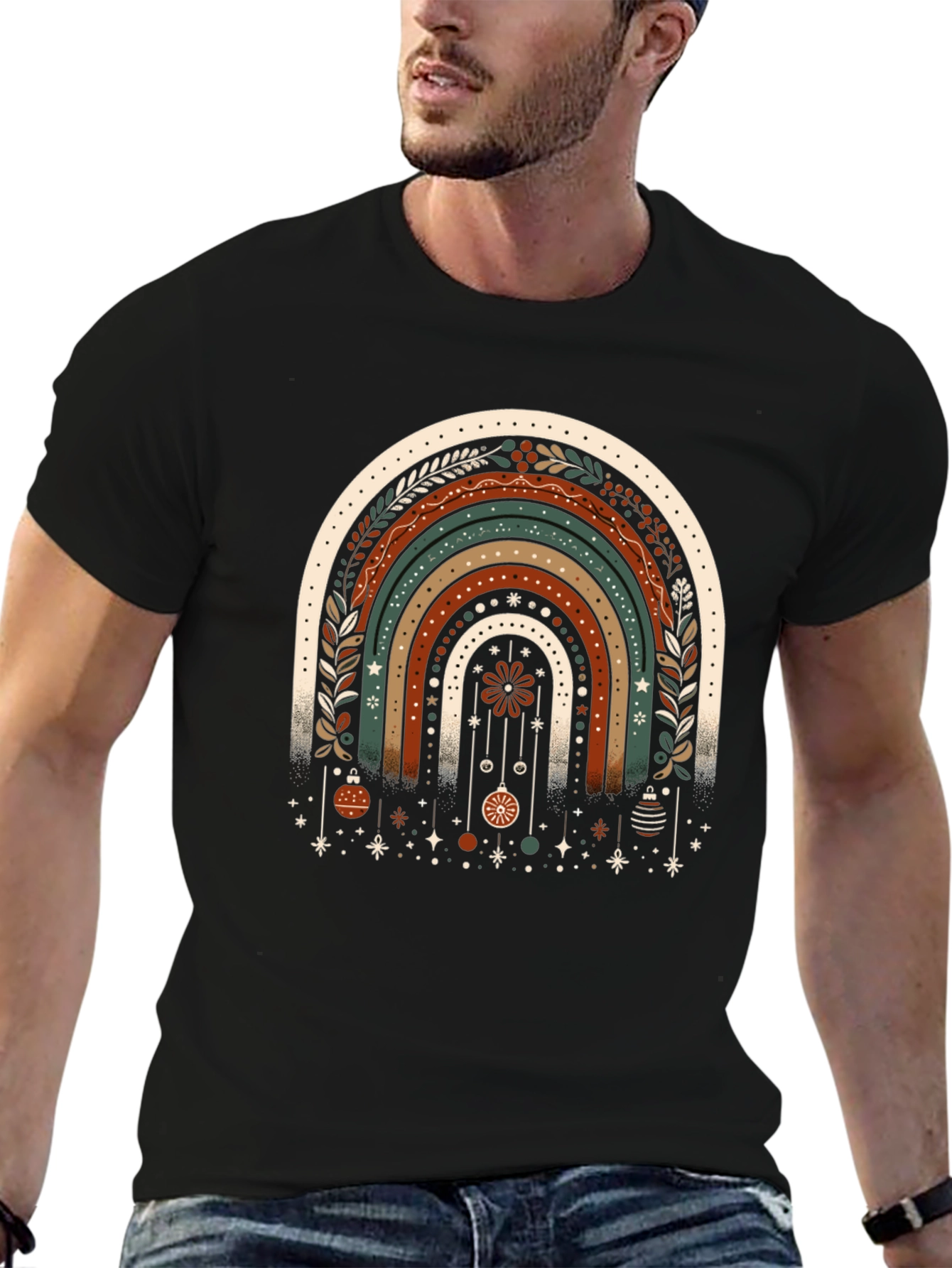Boho Rainbow Christmas T-Shirt