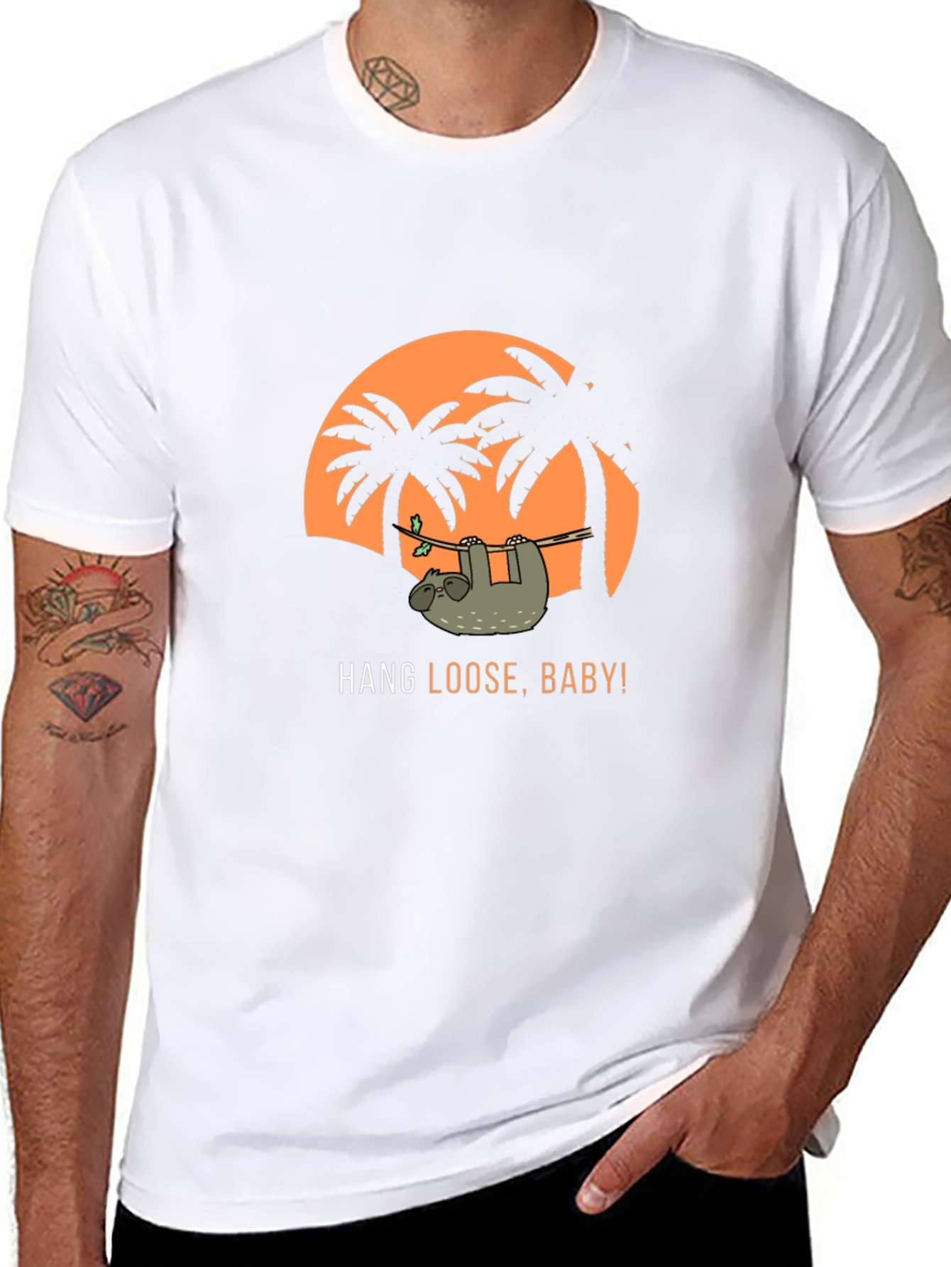 Hang Loose Sloth Graphic T-Shirt - Tropical Vacation Vibes