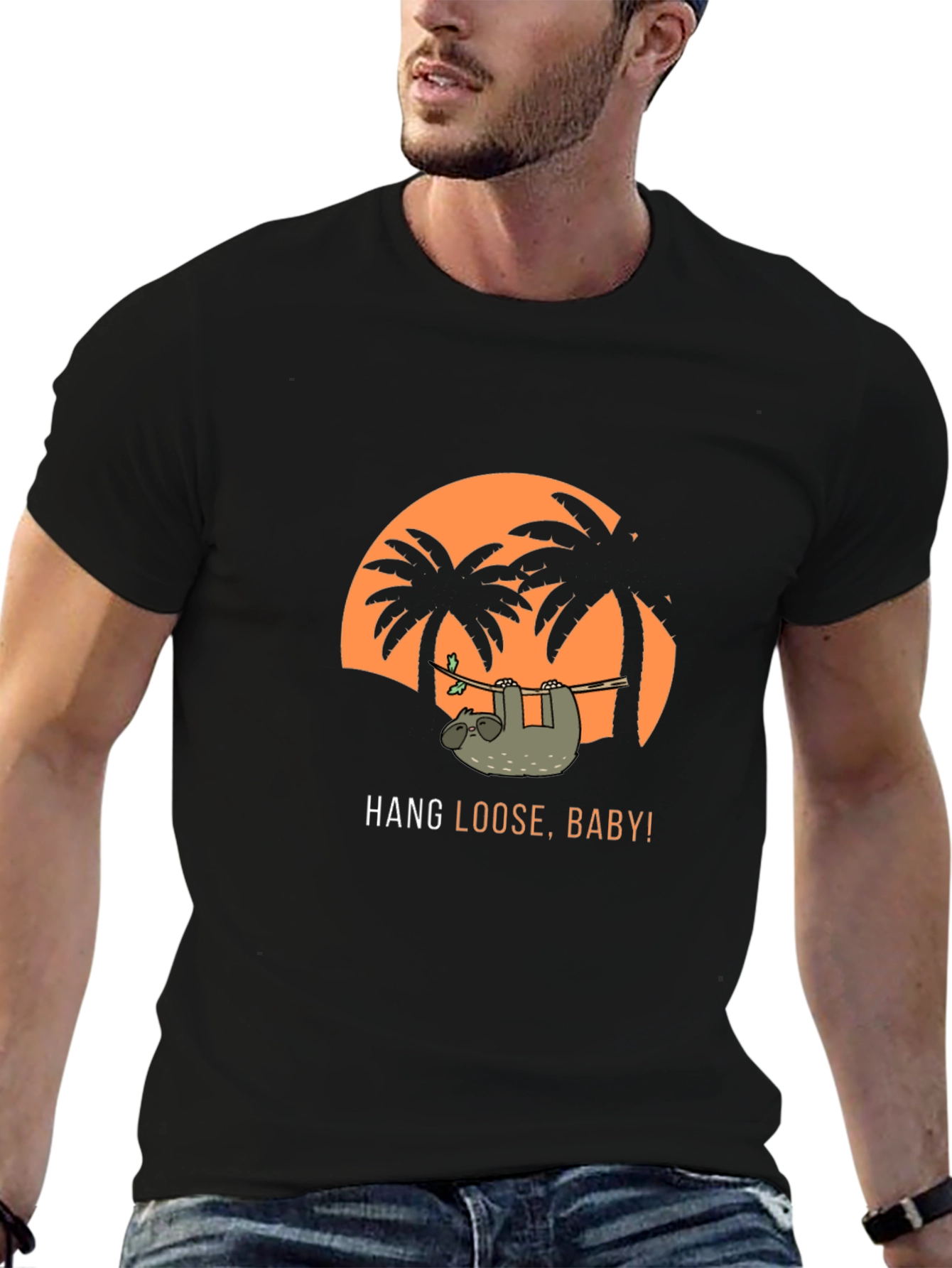 Hang Loose Sloth Graphic T-Shirt - Tropical Vacation Vibes