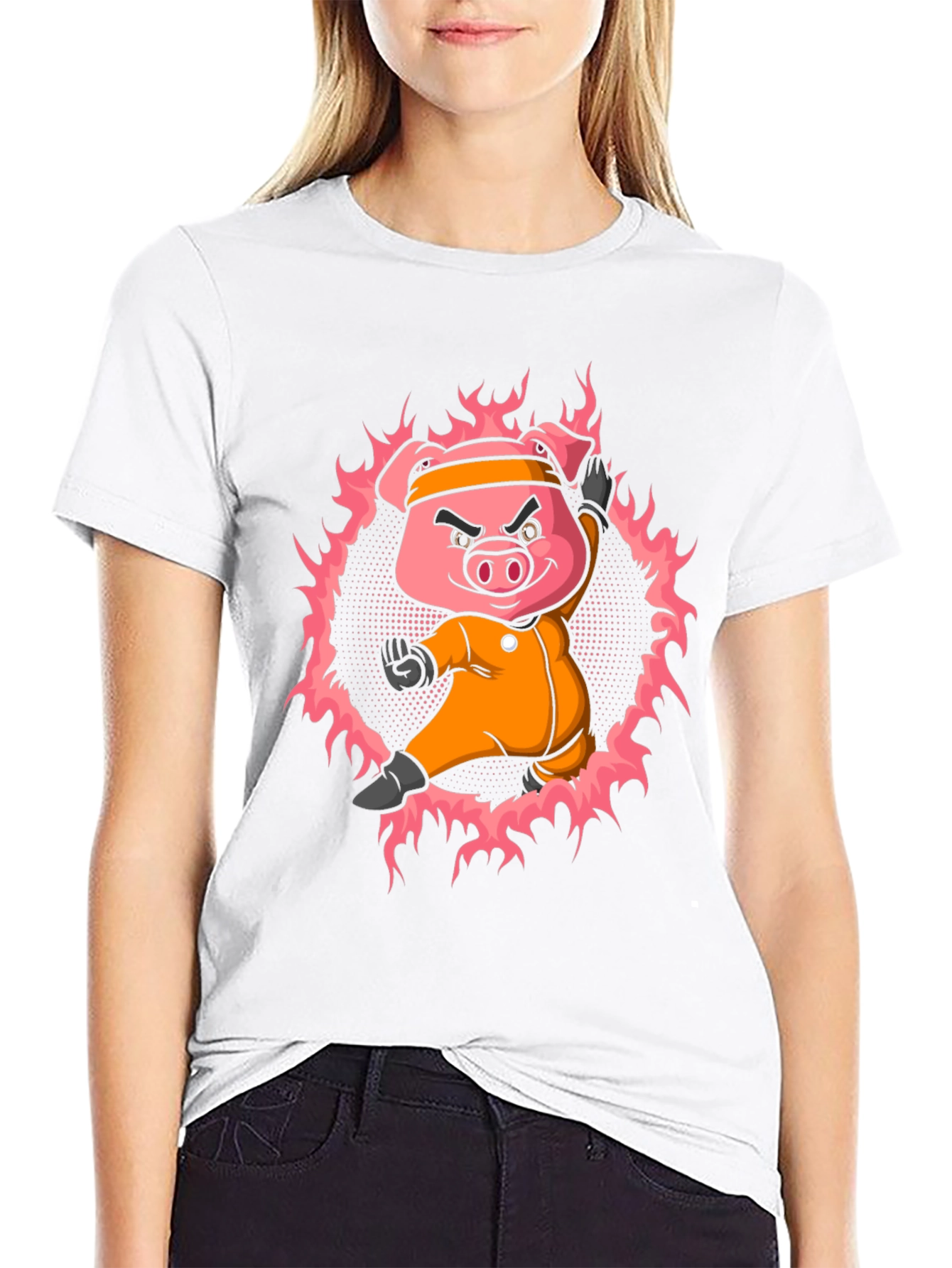 Karate Pig T-Shirt - Black Cotton Tee