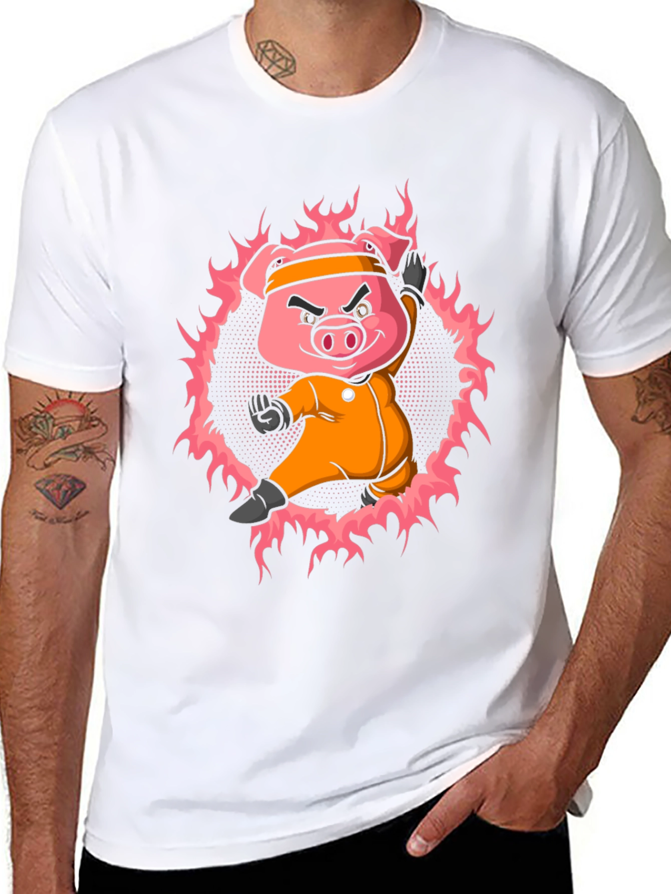 Karate Pig T-Shirt - Black Cotton Tee