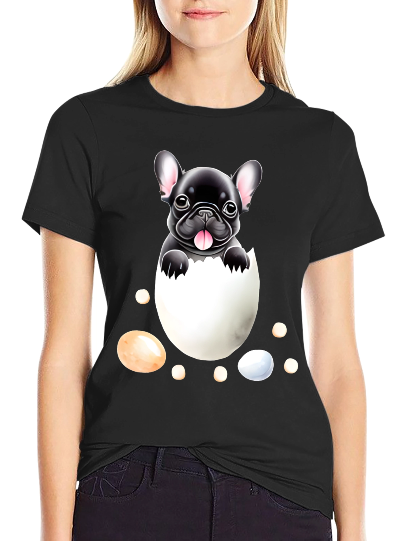 Bulldog Puppy in Egg Graphic Tee