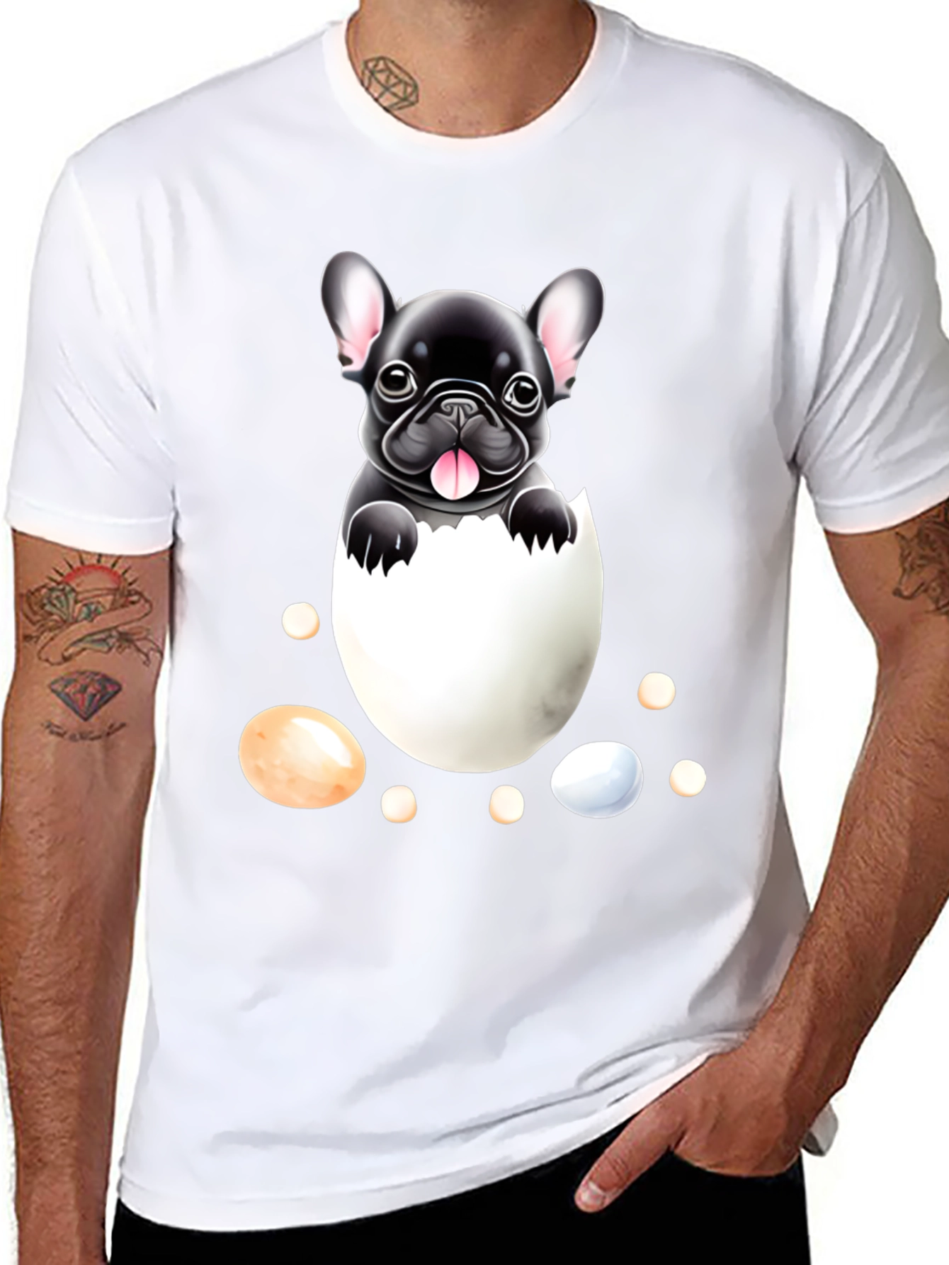 Bulldog Puppy in Egg Graphic Tee