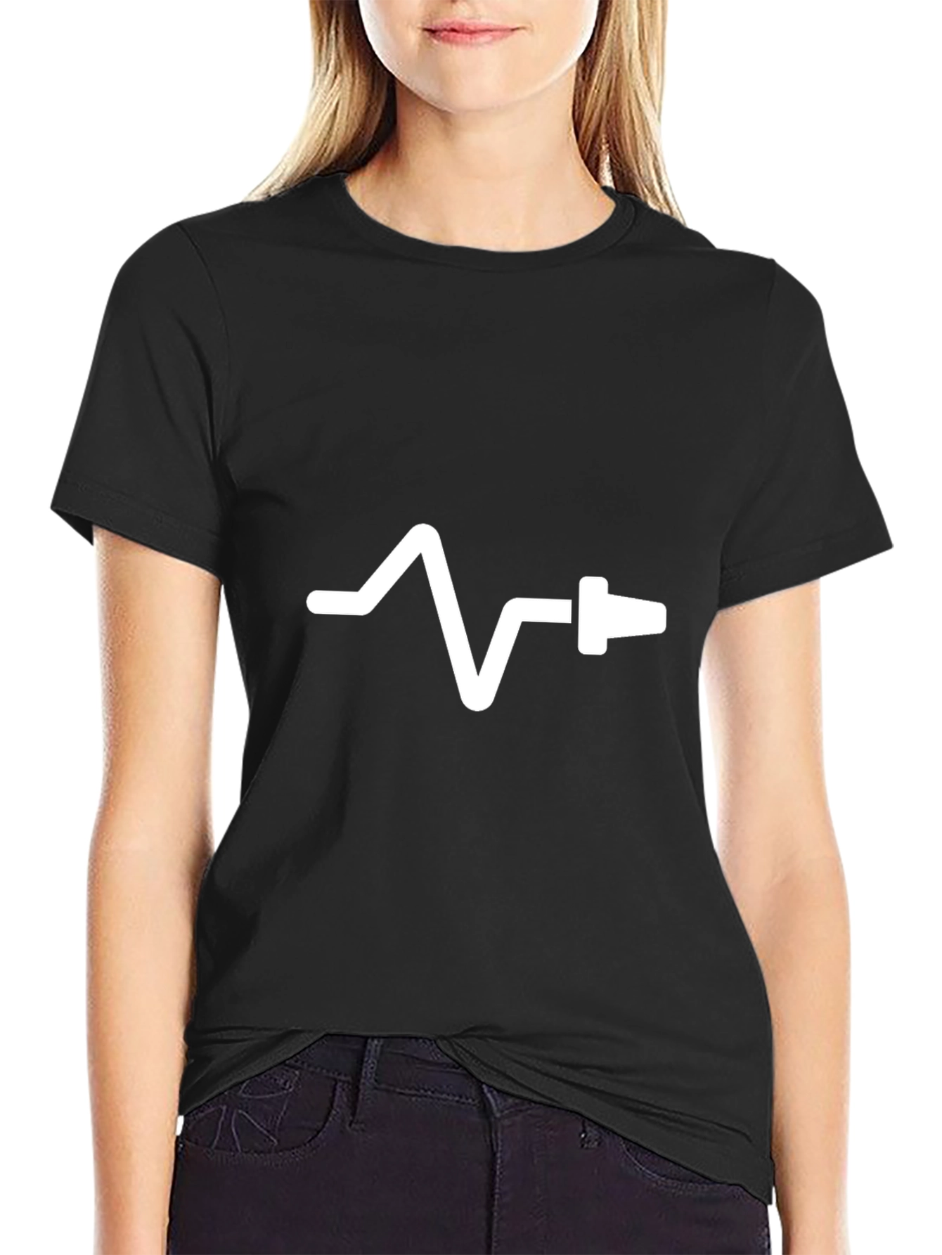 Black ECG Plug T-Shirt - Get Connected!