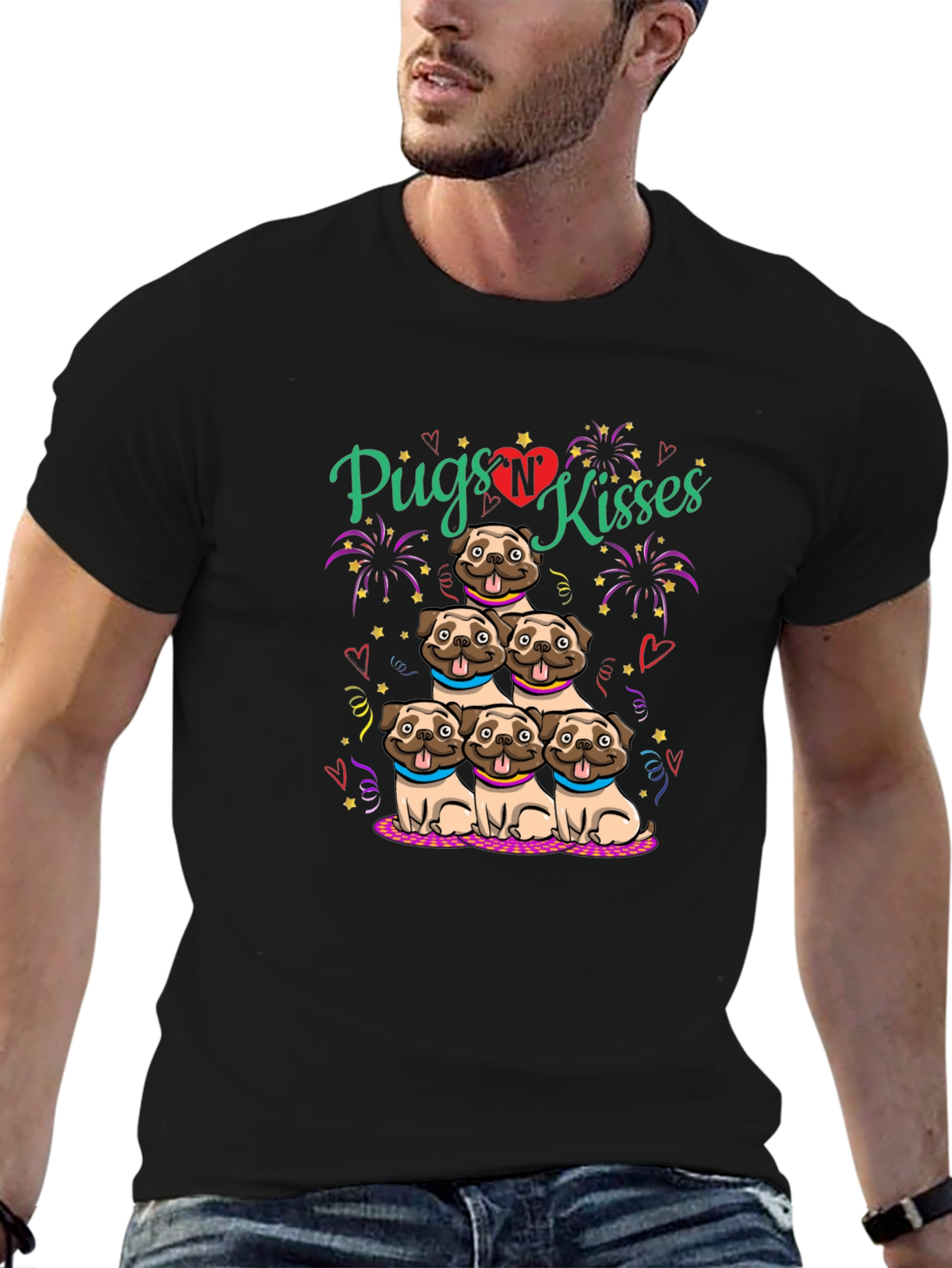 Pugs N Kisses Graphic T-Shirt