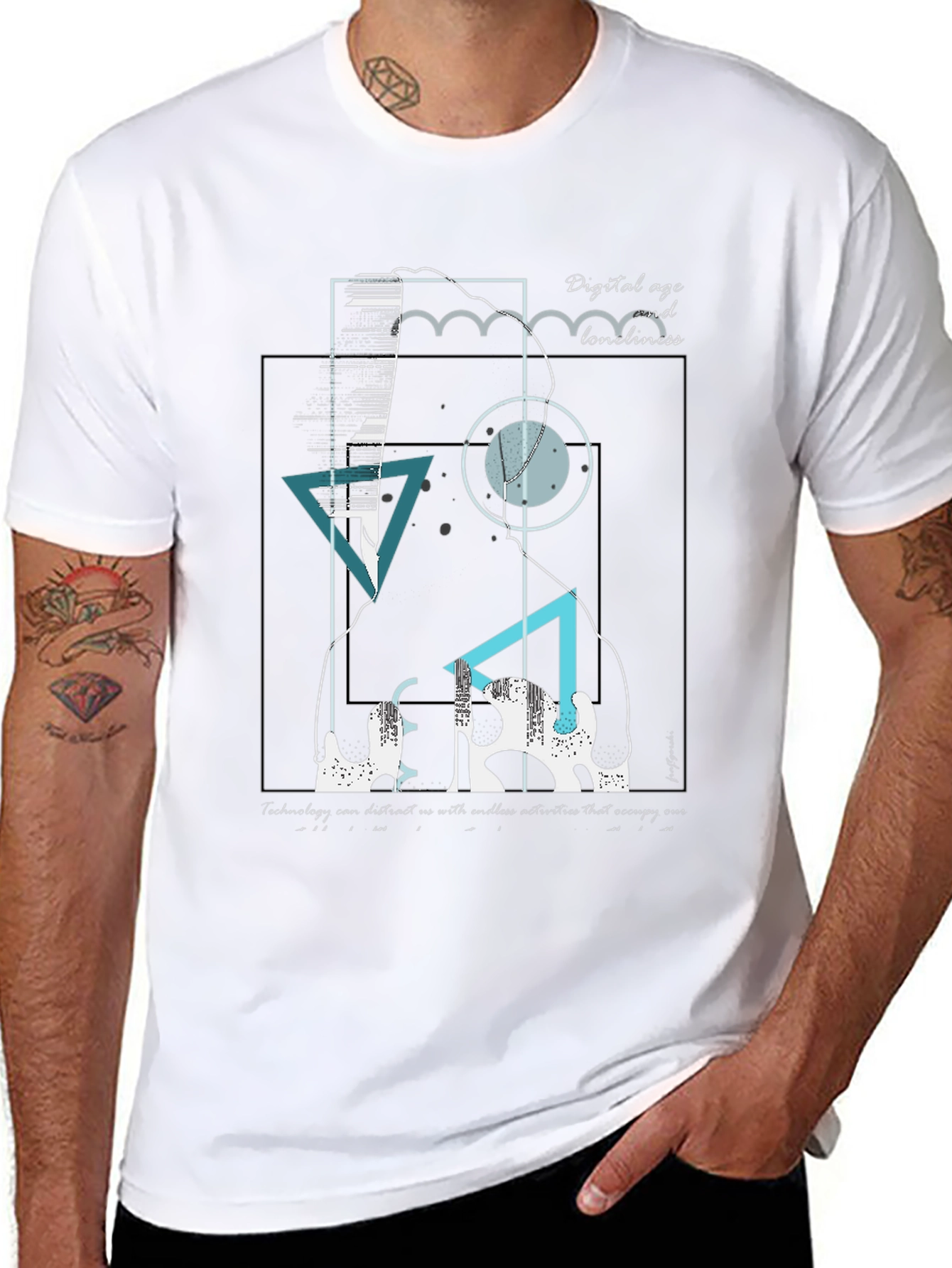 Abstract Digital Age Graphic Tee - Black