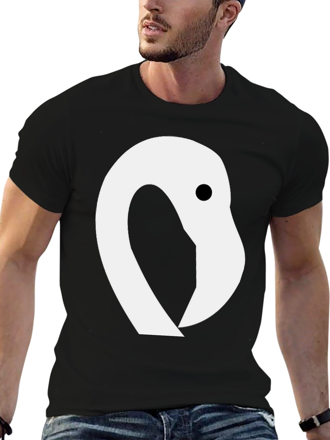 Flamingo Head Graphic Tee - Casual Black T-Shirt
