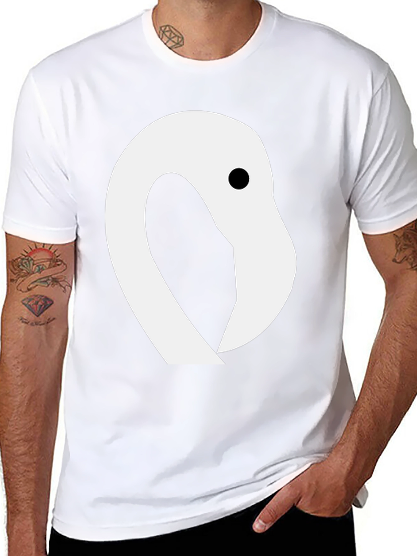 Flamingo Head Graphic Tee - Casual Black T-Shirt
