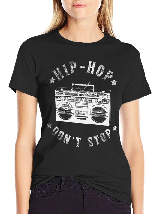 Hip-Hop Dont Stop Boombox Graphic Tee - Black
