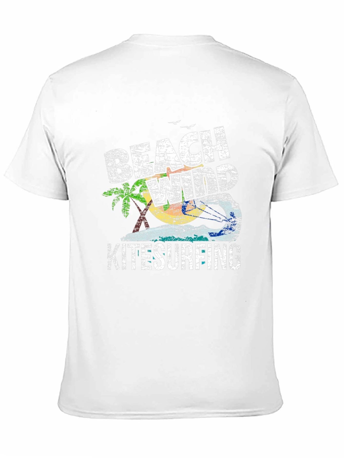 Beach Wind Kitesurfing Graphic Tee - Casual Black T-Shirt
