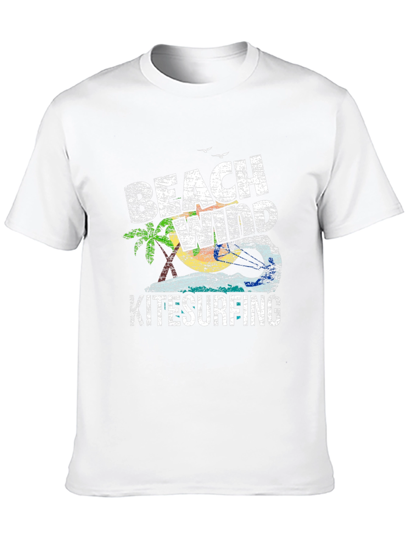 Beach Wind Kitesurfing Graphic Tee - Casual Black T-Shirt