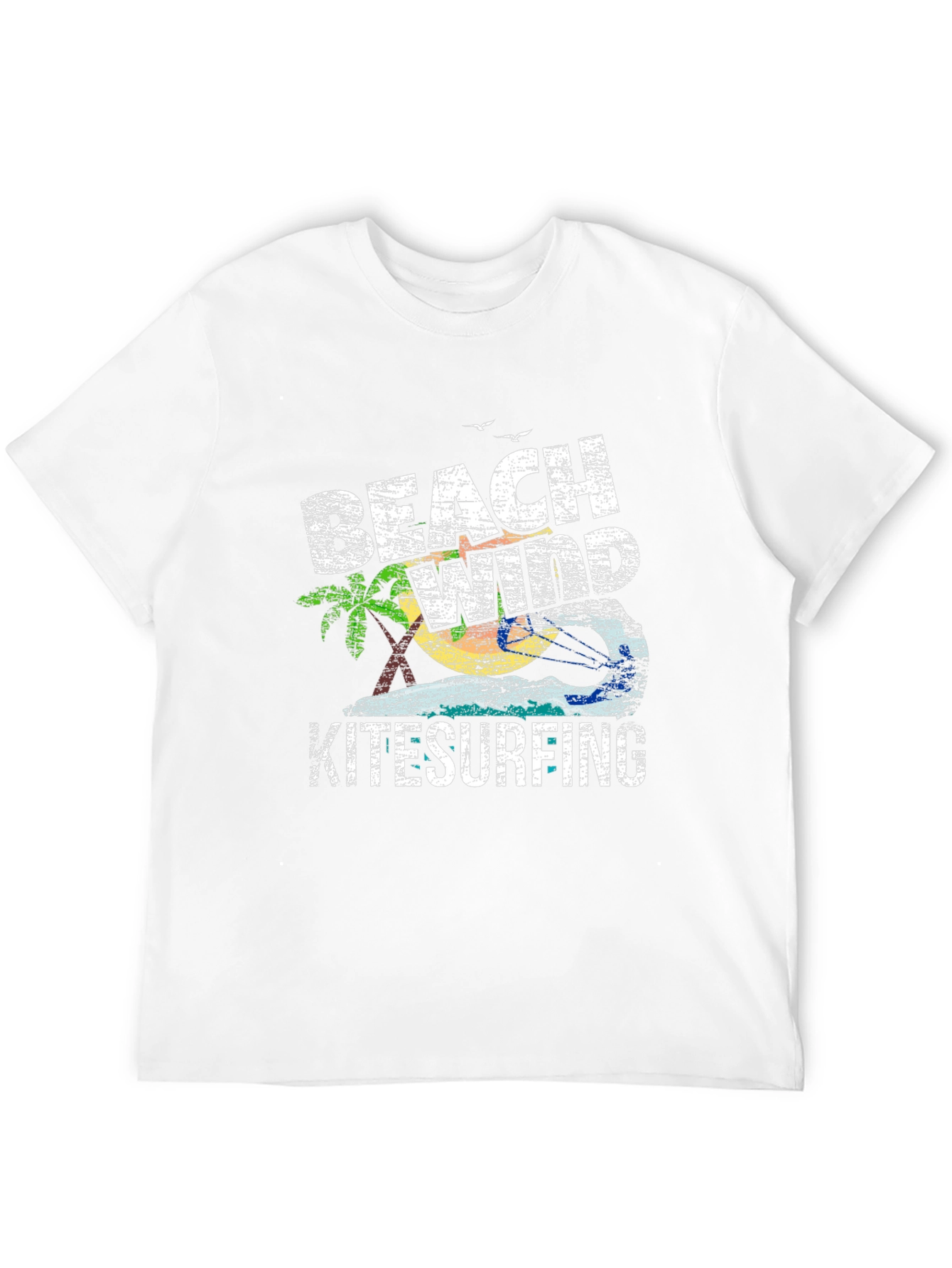 Beach Wind Kitesurfing Graphic Tee - Casual Black T-Shirt