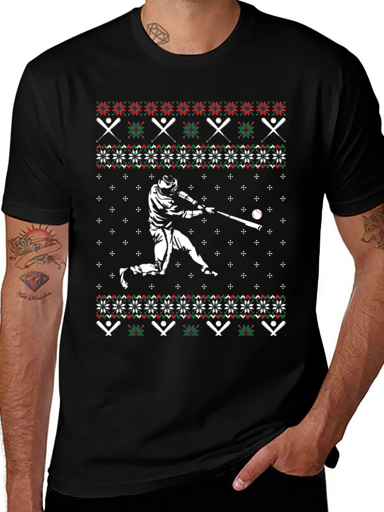 Baseball Christmas Ugly Sweater T-Shirt