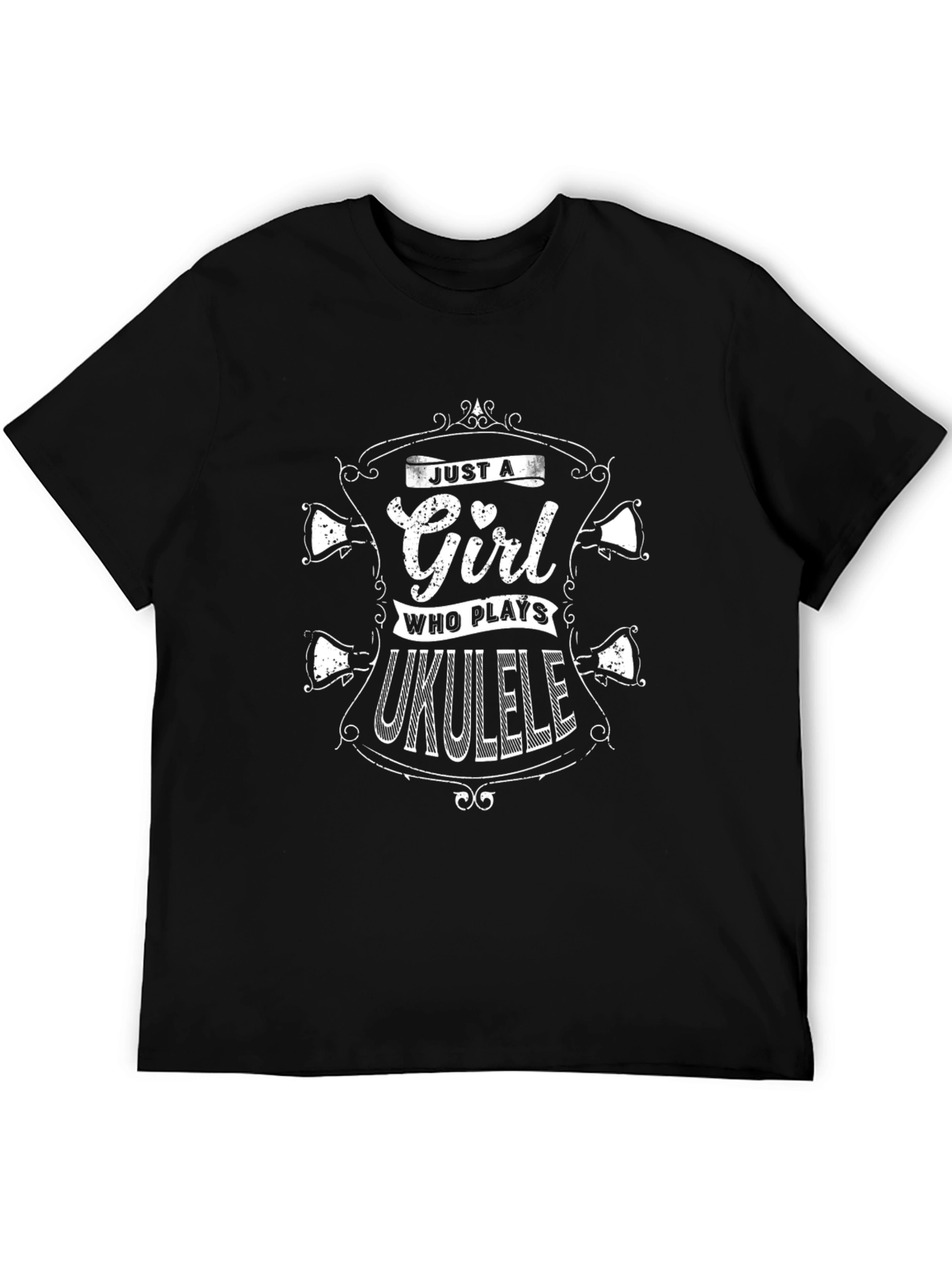 Just A Girl Who Plays Ukulele Black T-Shirt