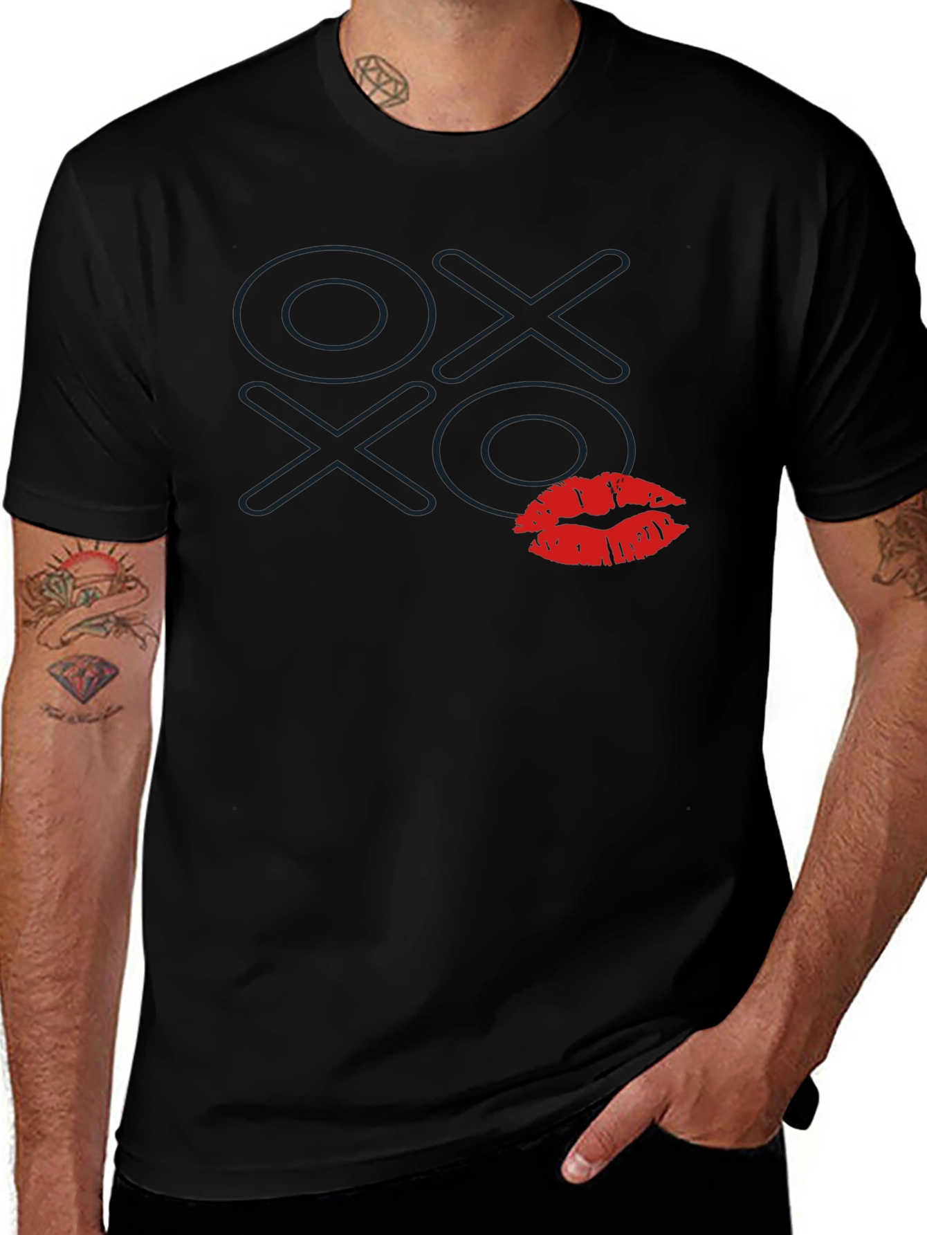 OX XO Lips Graphic Tee - Black T-Shirt