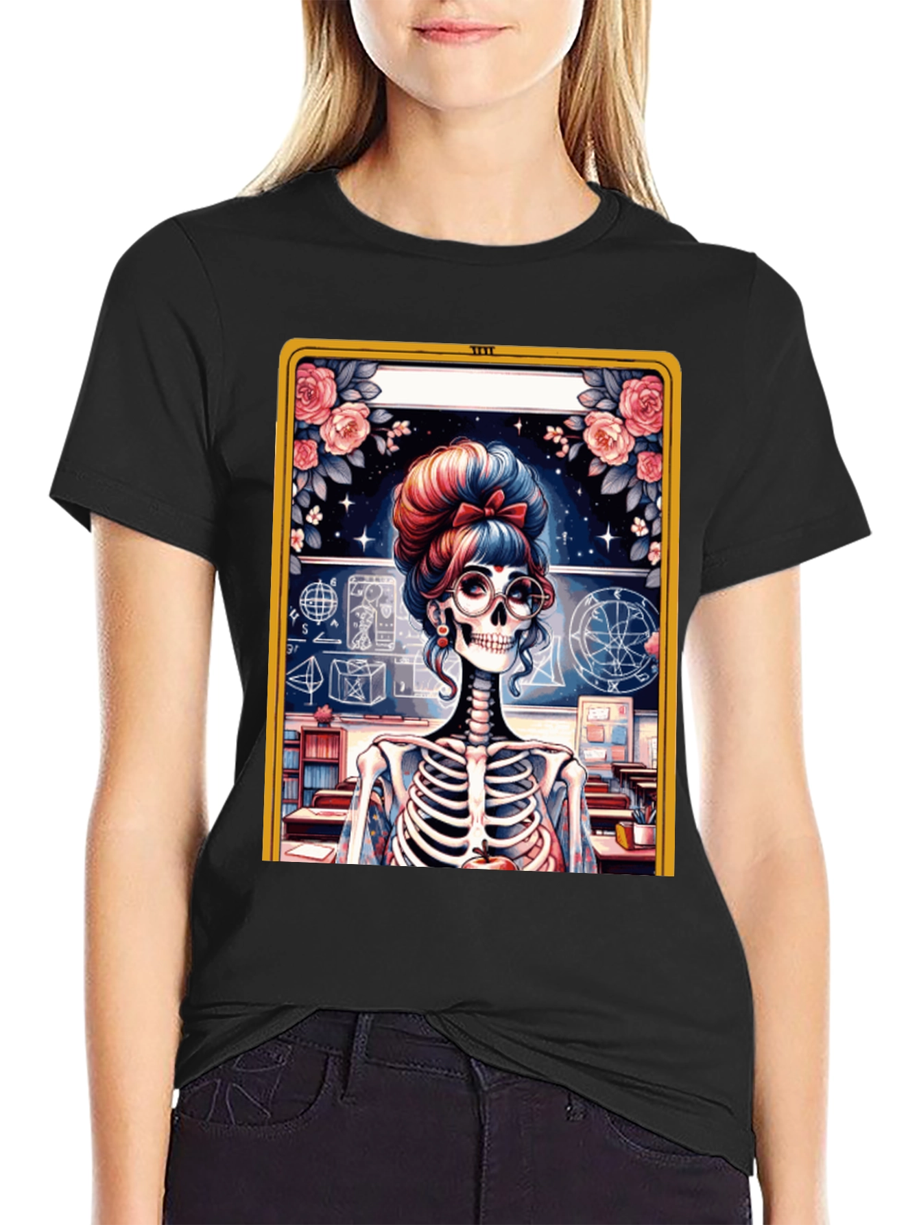 Skeleton Teacher Graphic Tee - Spooky Chic