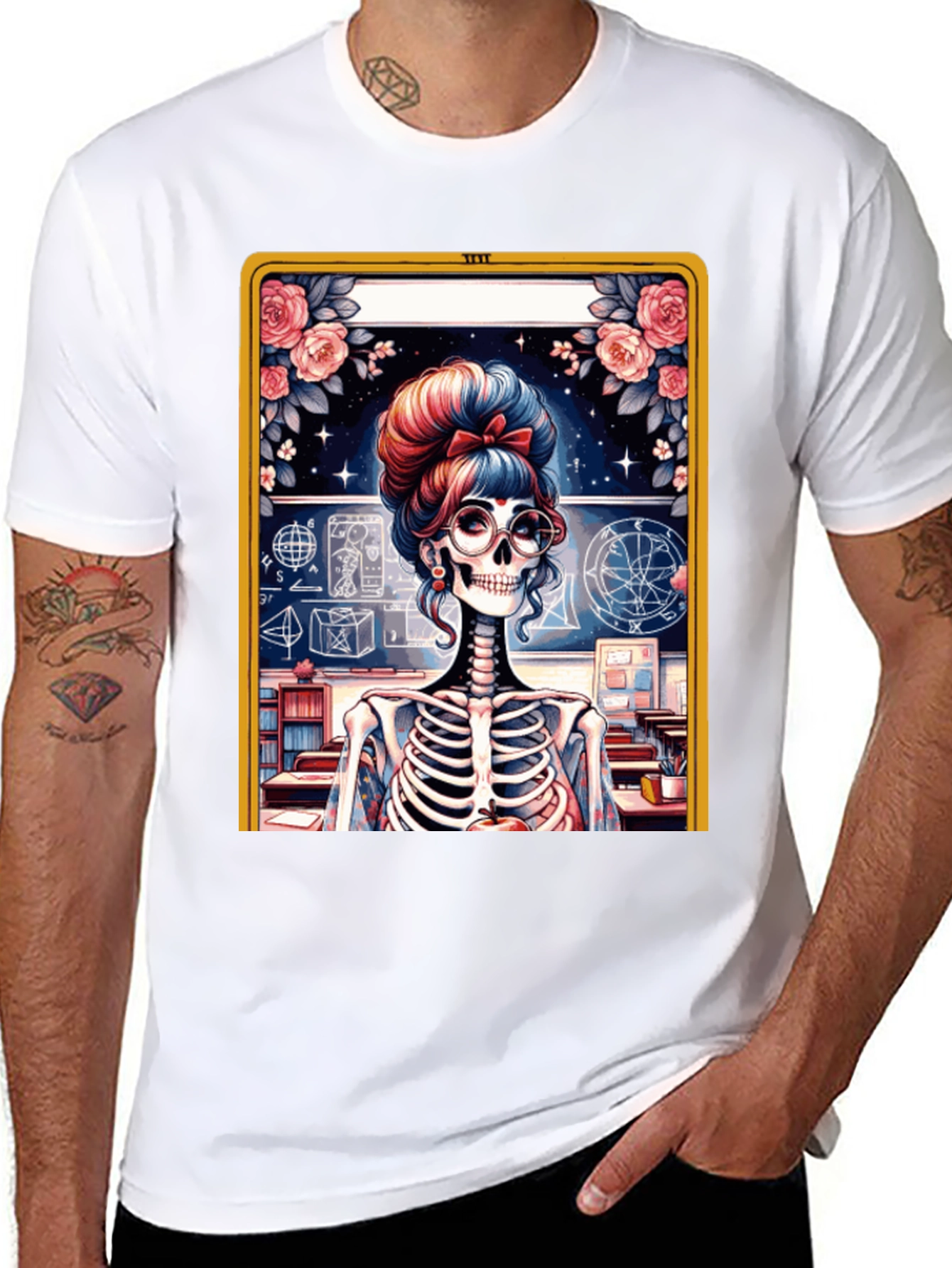Skeleton Teacher Graphic Tee - Spooky Chic