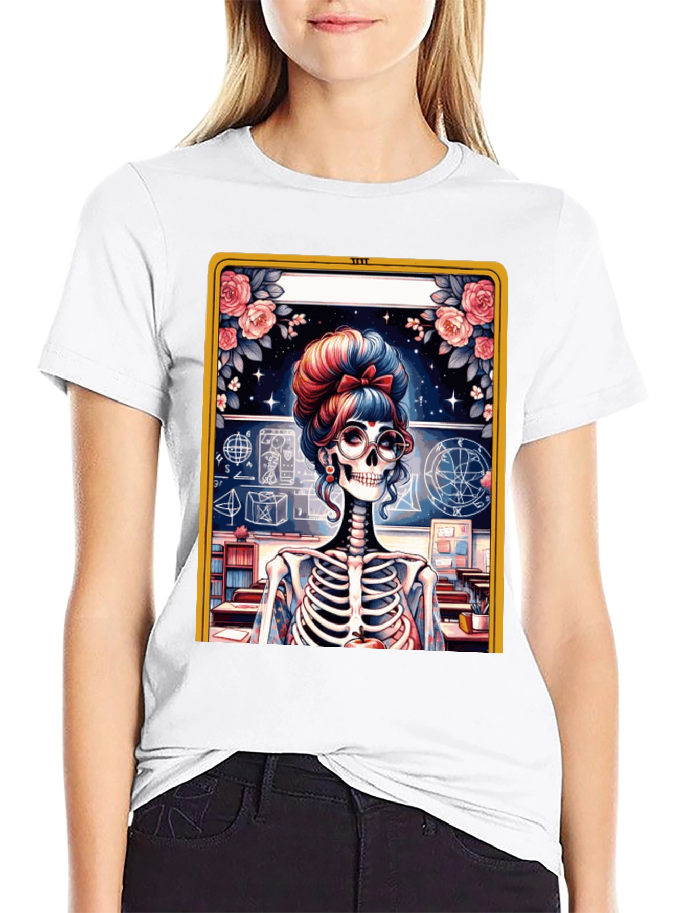 Skeleton Teacher Graphic Tee - Spooky Chic