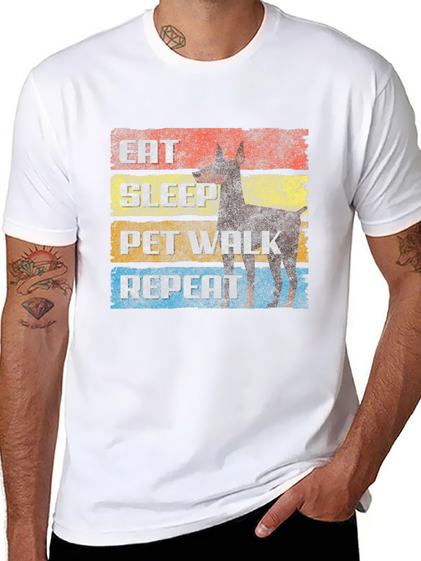 Eat Sleep Pet Walk Repeat Graphic Tee