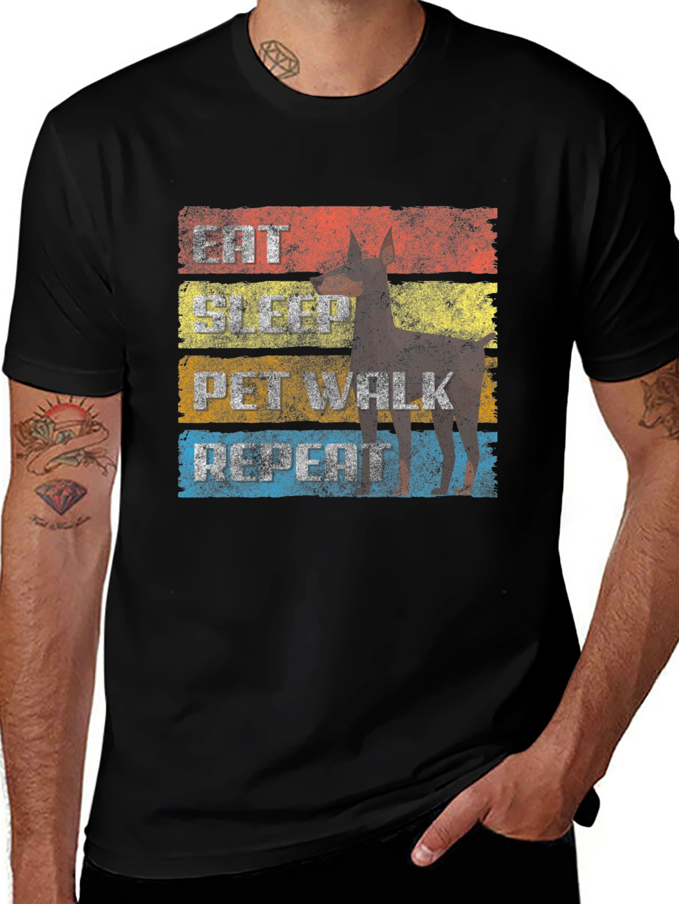 Eat Sleep Pet Walk Repeat Graphic Tee