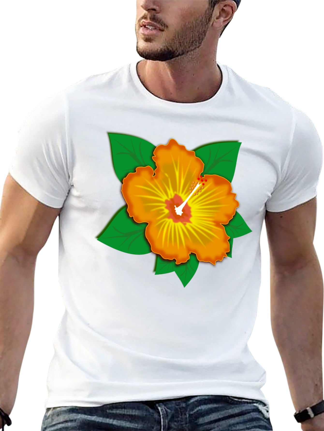 Hibiscus Graphic Black T-Shirt - Tropical Style