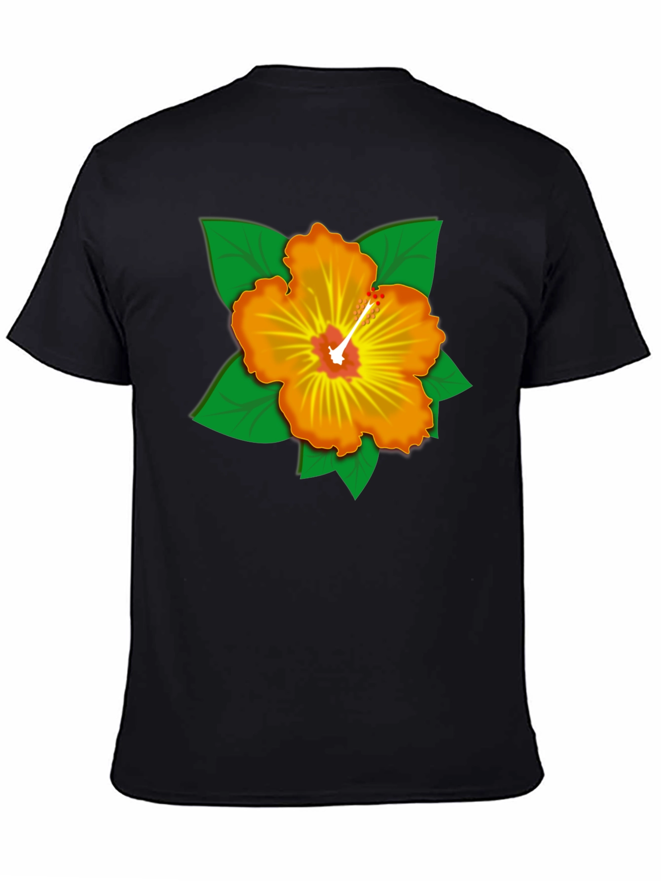 Hibiscus Graphic Black T-Shirt - Tropical Style