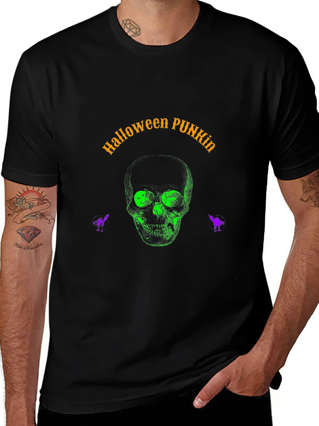 Halloween Punkin Skull Graphic Tee