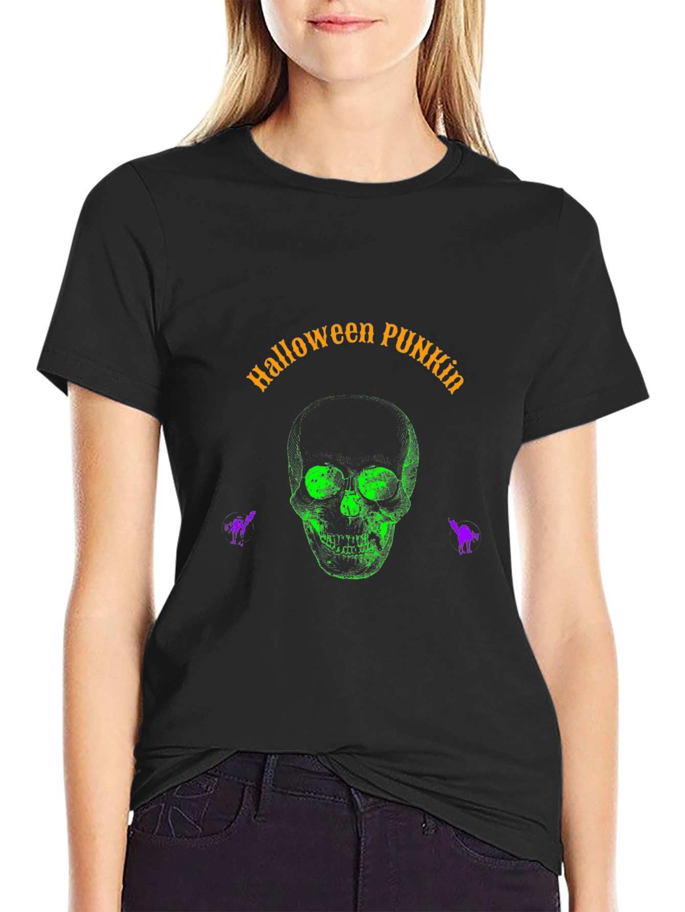 Halloween Punkin Skull Graphic Tee