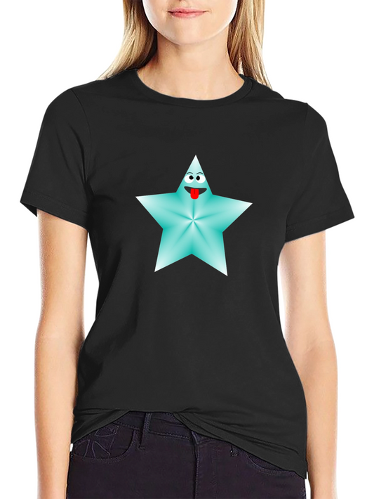 Cartoon Star Graphic Tee - Black
