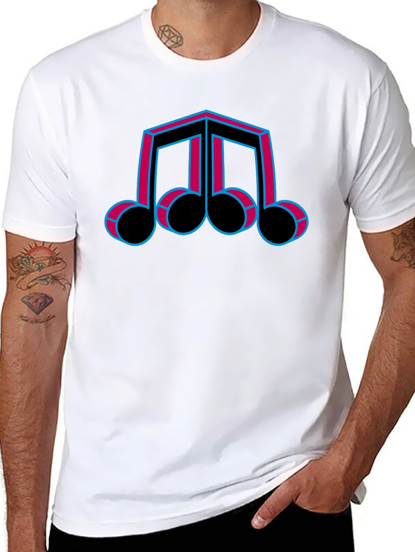 Musical Notes Graphic Tee - Black T-Shirt